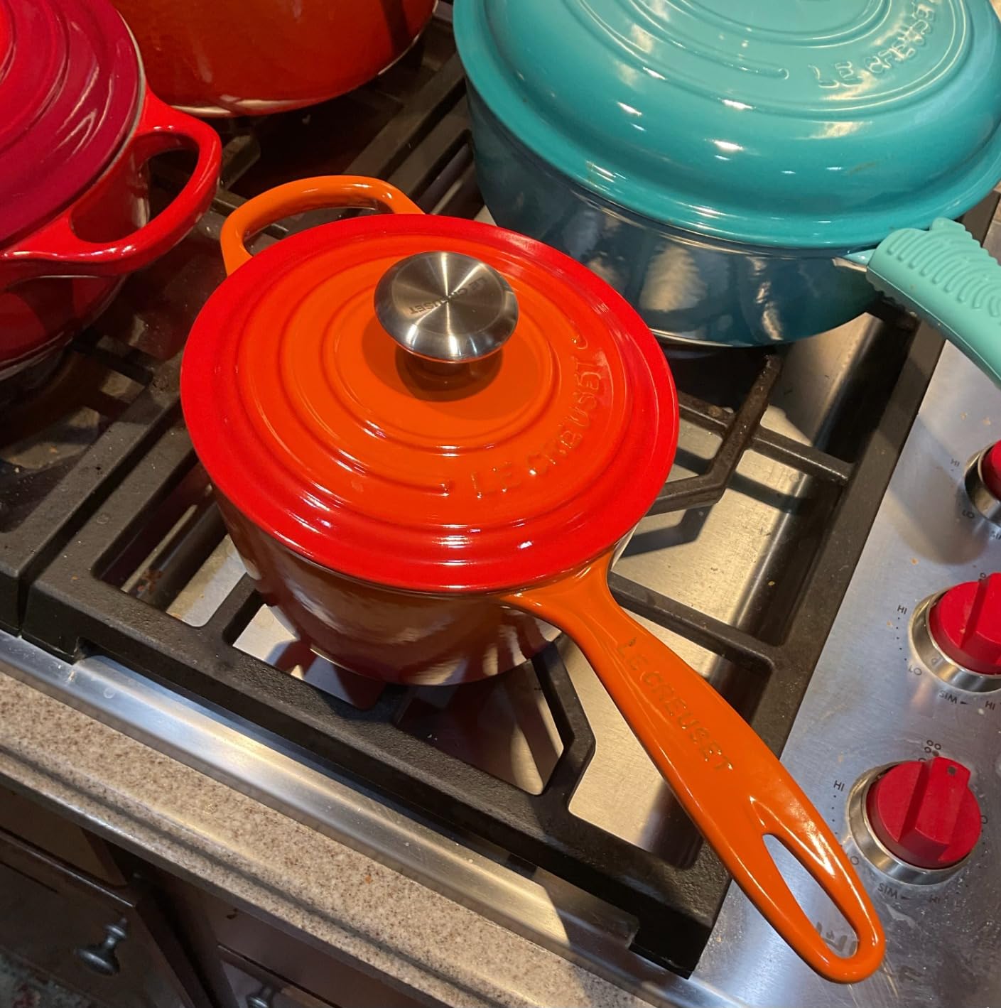 Le Creuset Enameled Cast Iron Signature Saucepan, 1.75 qt., Flame customer photo 1
