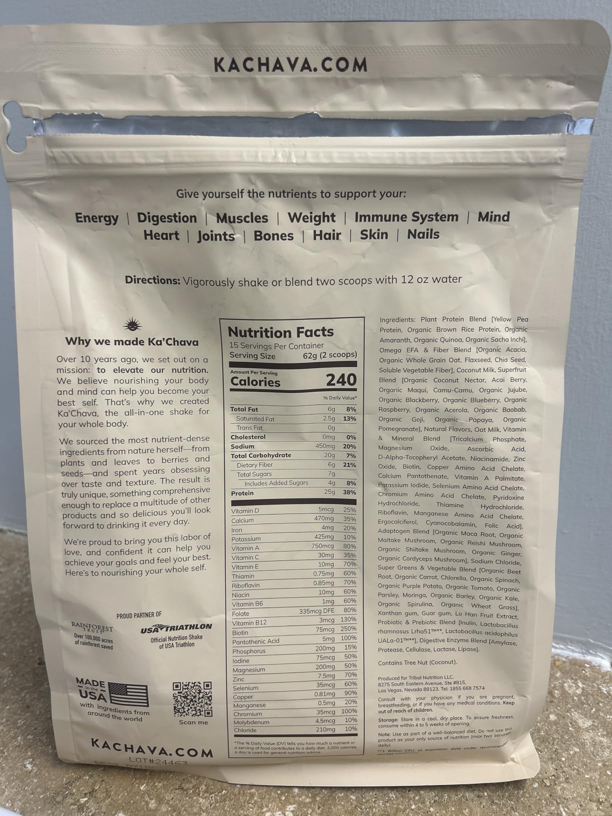 Ka'Chava Whole Body Meal Shake Vanilla 2 lb - Vegan Protein Powder with 85+ Superfoods & Greens - Plant-Based Meal Replacement with Probiotics & Digestive Enzymes - Gluten & Dairy Free (15 Servings) customer photo 2