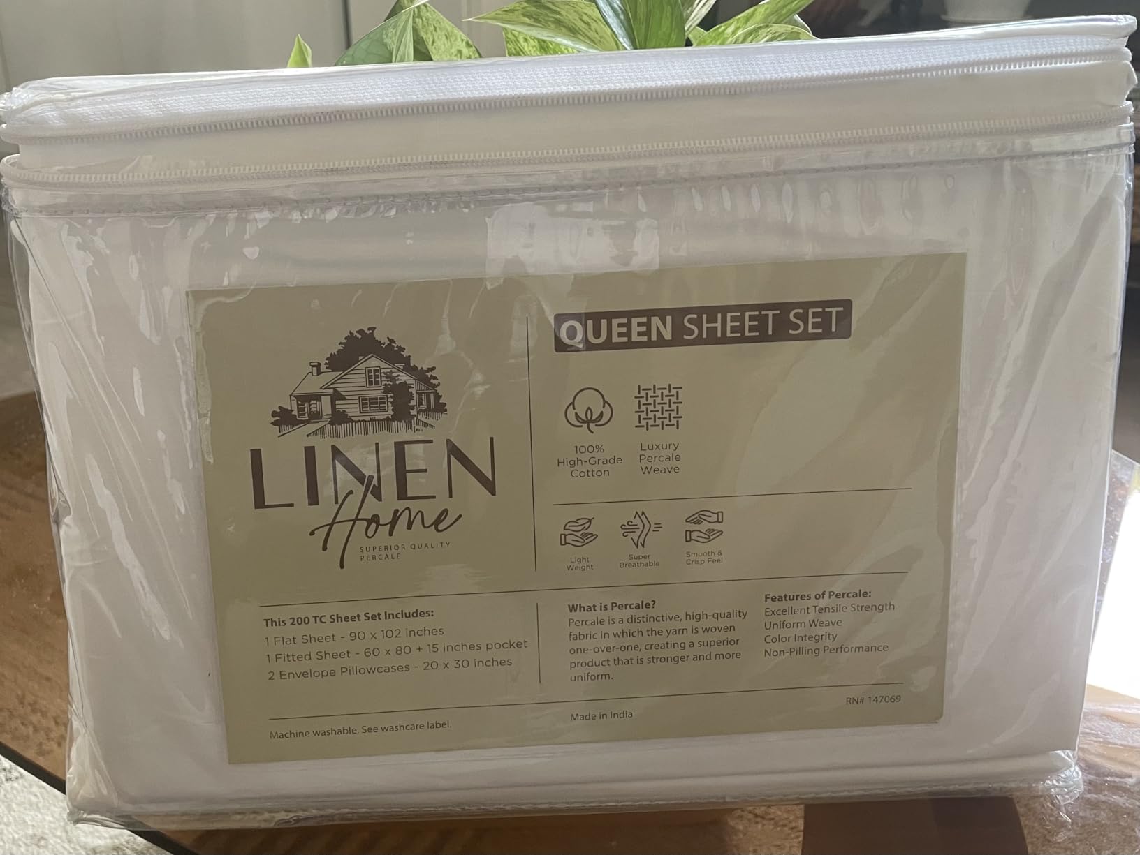 Linen Home 100% Cotton Percale Sheets Full Size, White, Deep Pocket, 4 Pieces Set - 1 Flat, 1 Deep Pocket Fitted Sheet and 2 Pillowcases, Crisp Cool and Strong Bed Linen customer photo 2