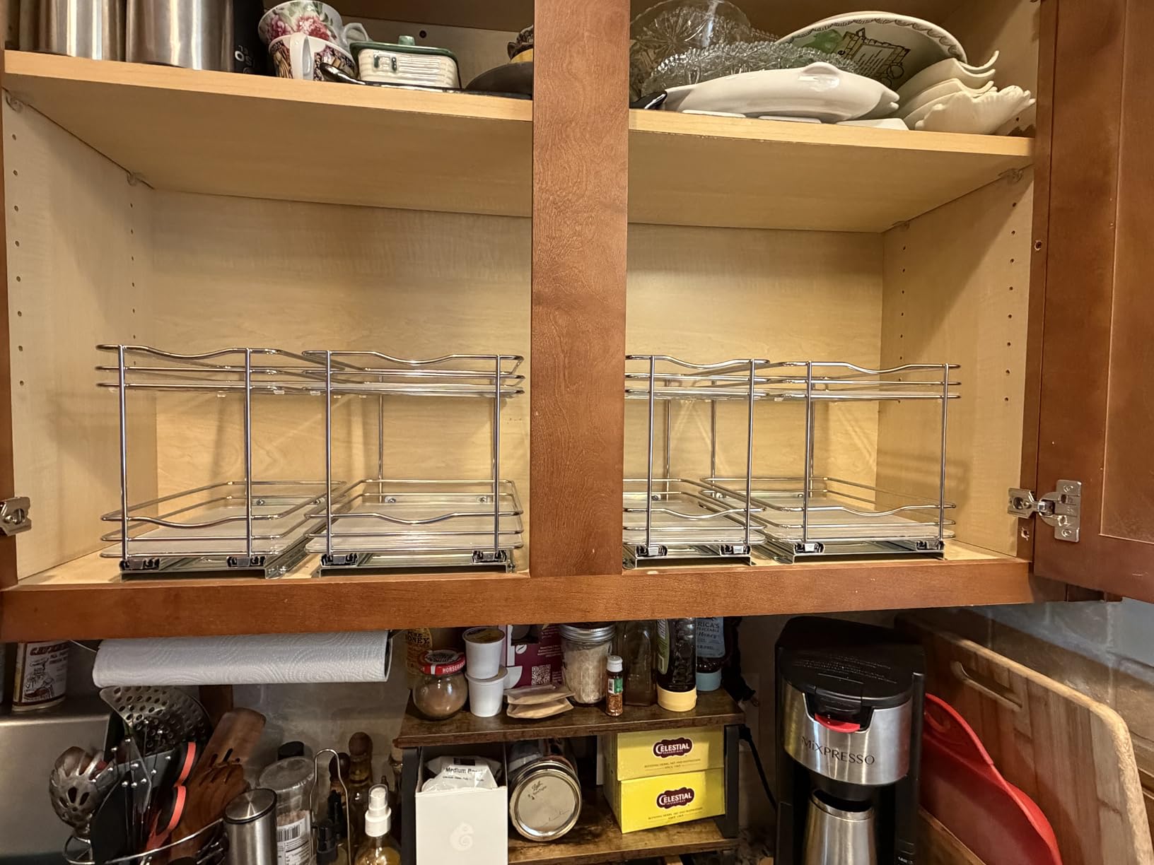 LYNK PROFESSIONAL® Pull Out Spice Organization for Cabinets - 4-3/8 inch Wide – Spice Rack for Inside Cabinets, Slide Out Spice Rack Organizer for cabinet – Pull Out Spice Rack, Sliding 2 Tier Chrome customer photo 2