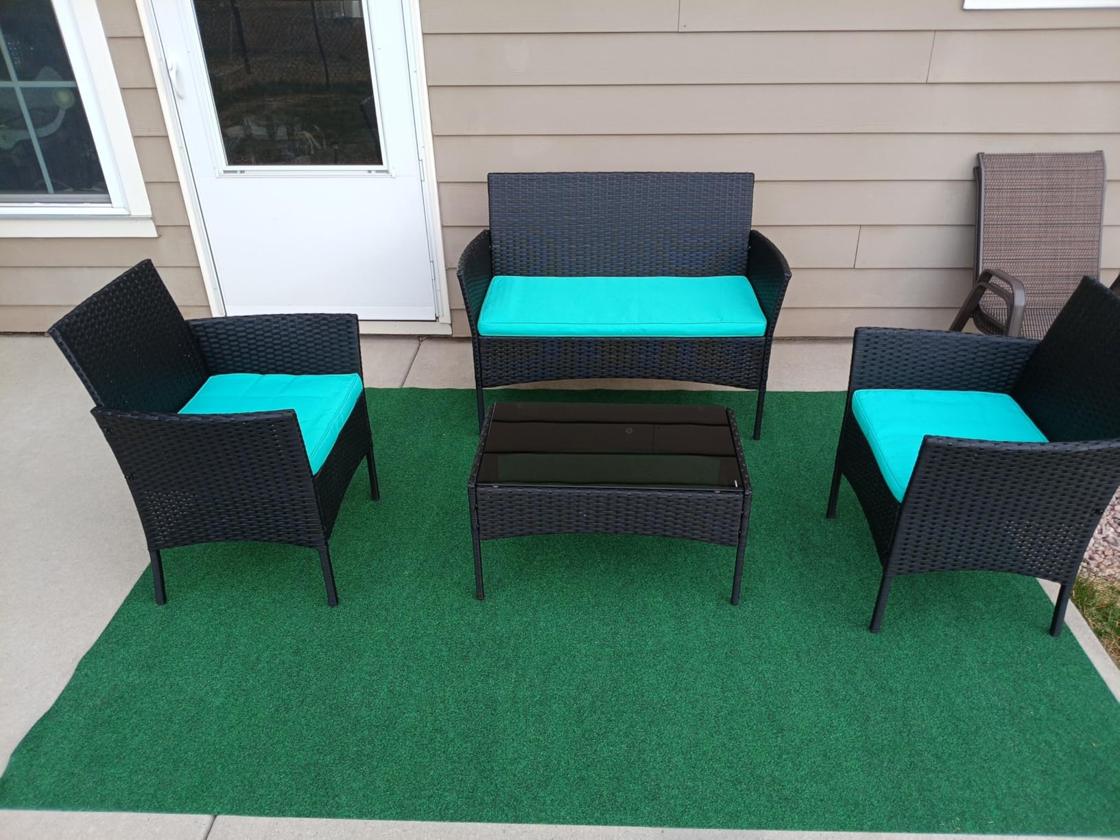 FDW 4-Piece Patio Furniture Set | Black | Outdoor Wicker Furniture with Coffee Table | Modern Rattan Chairs Conversation Set | Outdoor Seating | Weather-Resistant | for Porch, Garden, Lawn customer photo 1