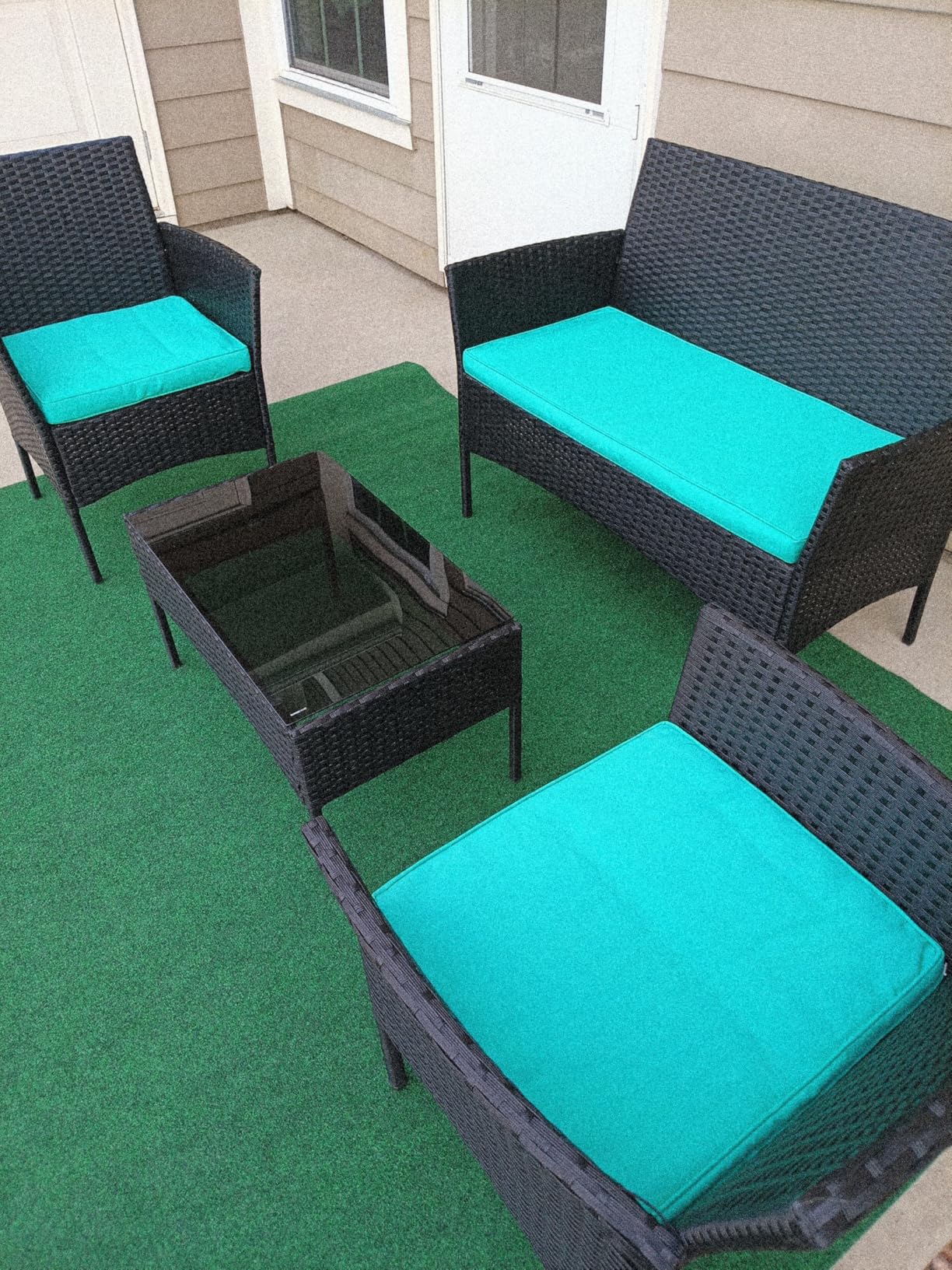 FDW 4-Piece Patio Furniture Set | Black | Outdoor Wicker Furniture with Coffee Table | Modern Rattan Chairs Conversation Set | Outdoor Seating | Weather-Resistant | for Porch, Garden, Lawn customer photo 2