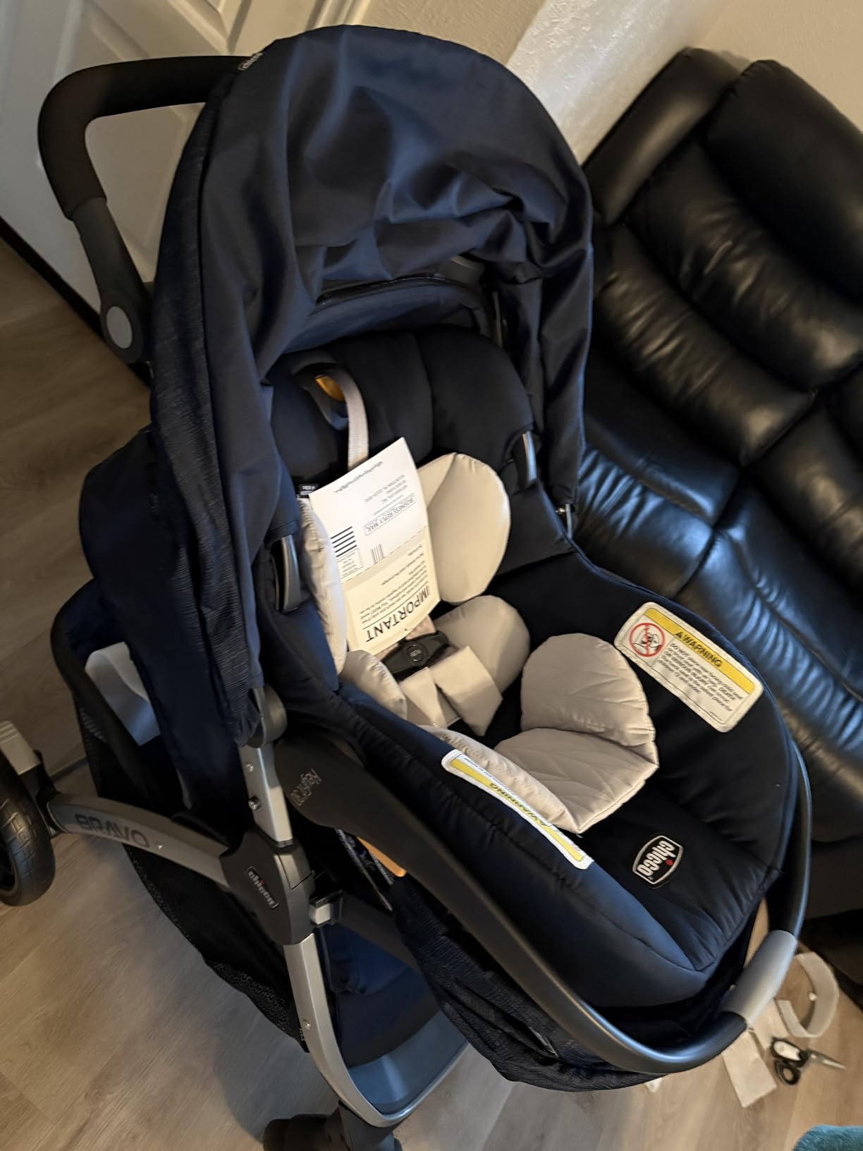 Chicco Bravo 3-in-1 Trio Travel System, Bravo Quick-Fold Stroller with KeyFit 30 Infant Car Seat and Base, Brooklyn/Navy customer photo 2