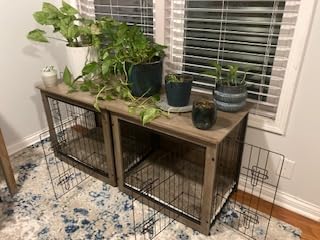 DWANTON Dog Crate Furniture with Cushion, Wooden Kennel Table with Double Doors, Indoor Dog House, Small/Medium/Large/Extra Large Size, 27.2