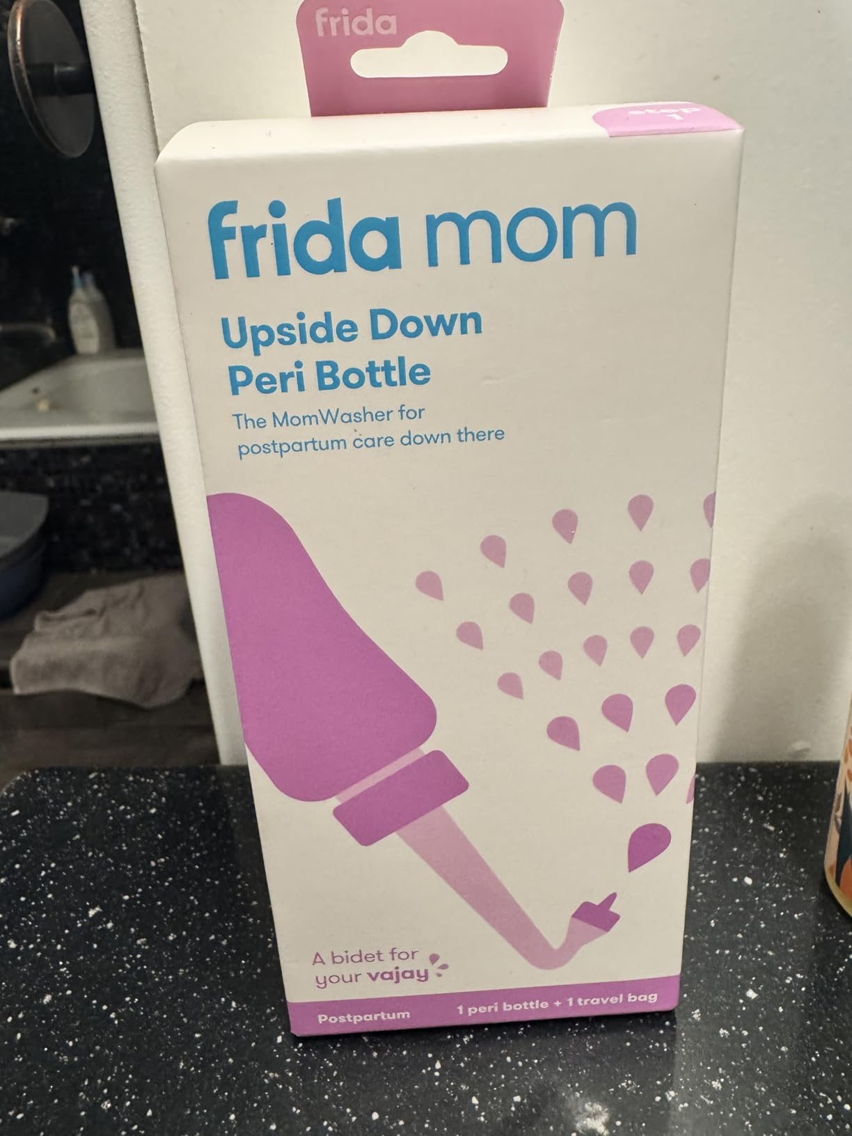 Frida Mom Upside Down Peri Bottle Sprayer, Perineal Care & Postpartum Recovery, Portable Travel Bidet & Perineal Cleanser with Travel Bag, Postpartum Essential, Gray customer photo 1