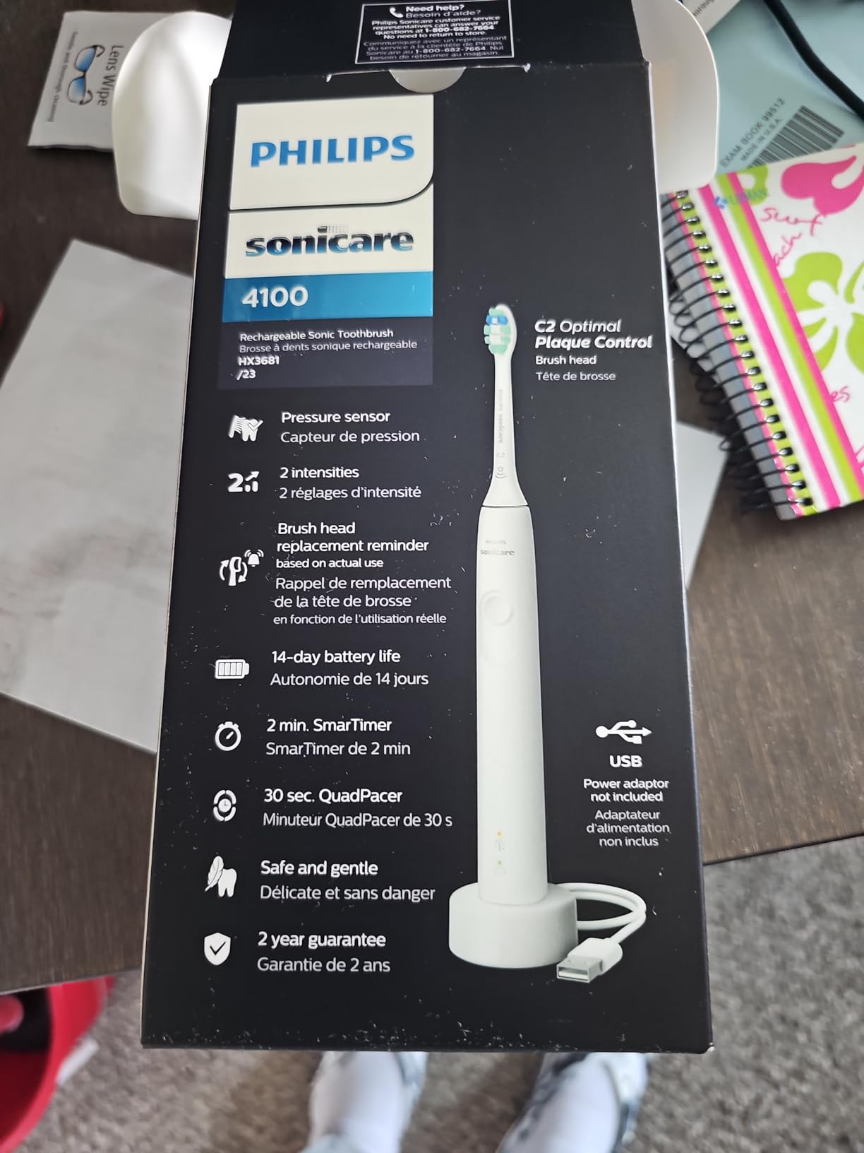 Philips Sonicare 4100 Series Electric Toothbrush - Pressure Sensor, Two Intensity Settings, White, HX3681/23 customer photo 2