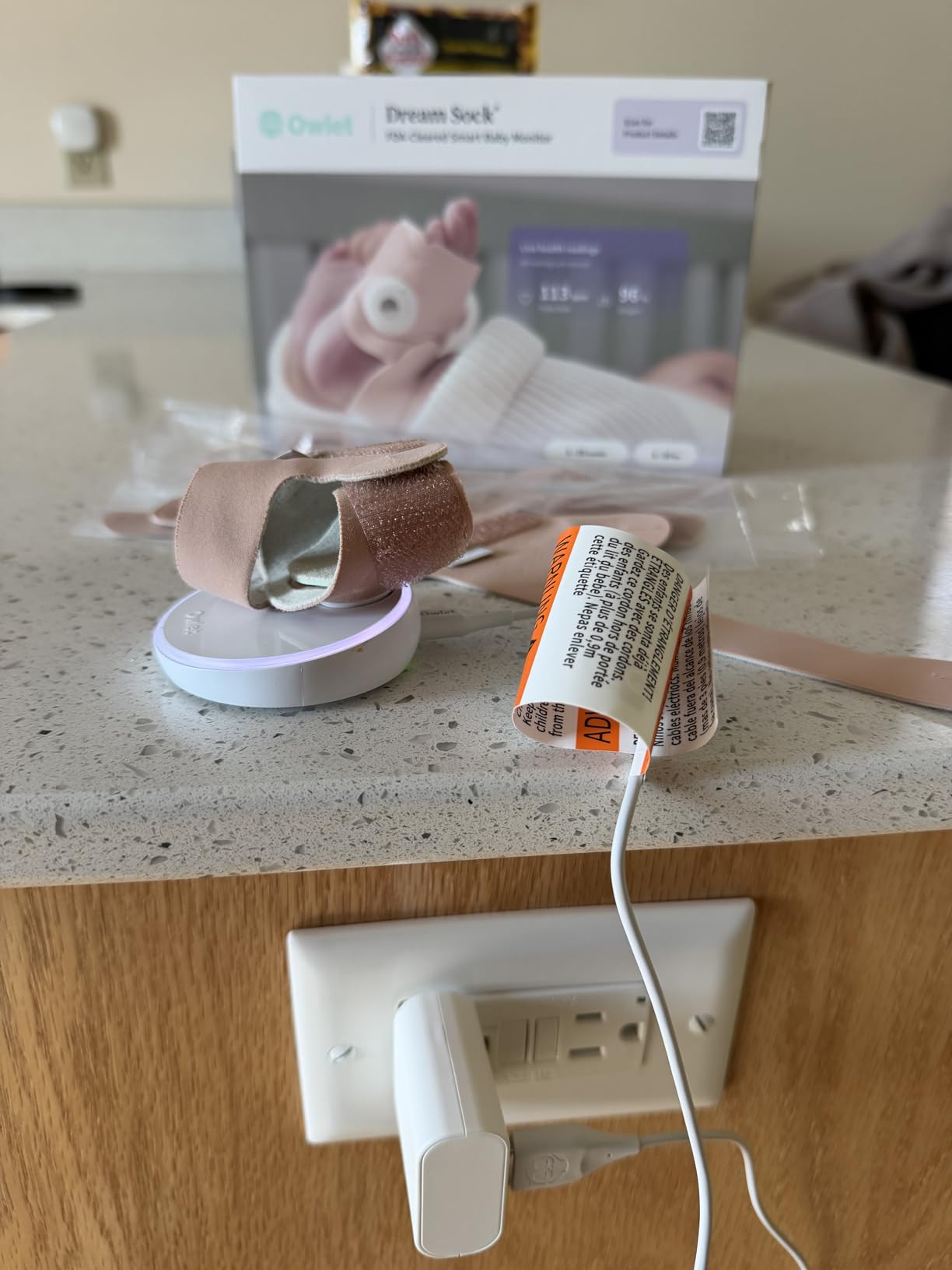 Owlet Dream Sock Smart Wearable Baby Monitor Tracks Heart Rate & Oxygen in Real Time Parents Receive Alerts, Sleep Insights & More via App - Bedtime Blue customer photo 1