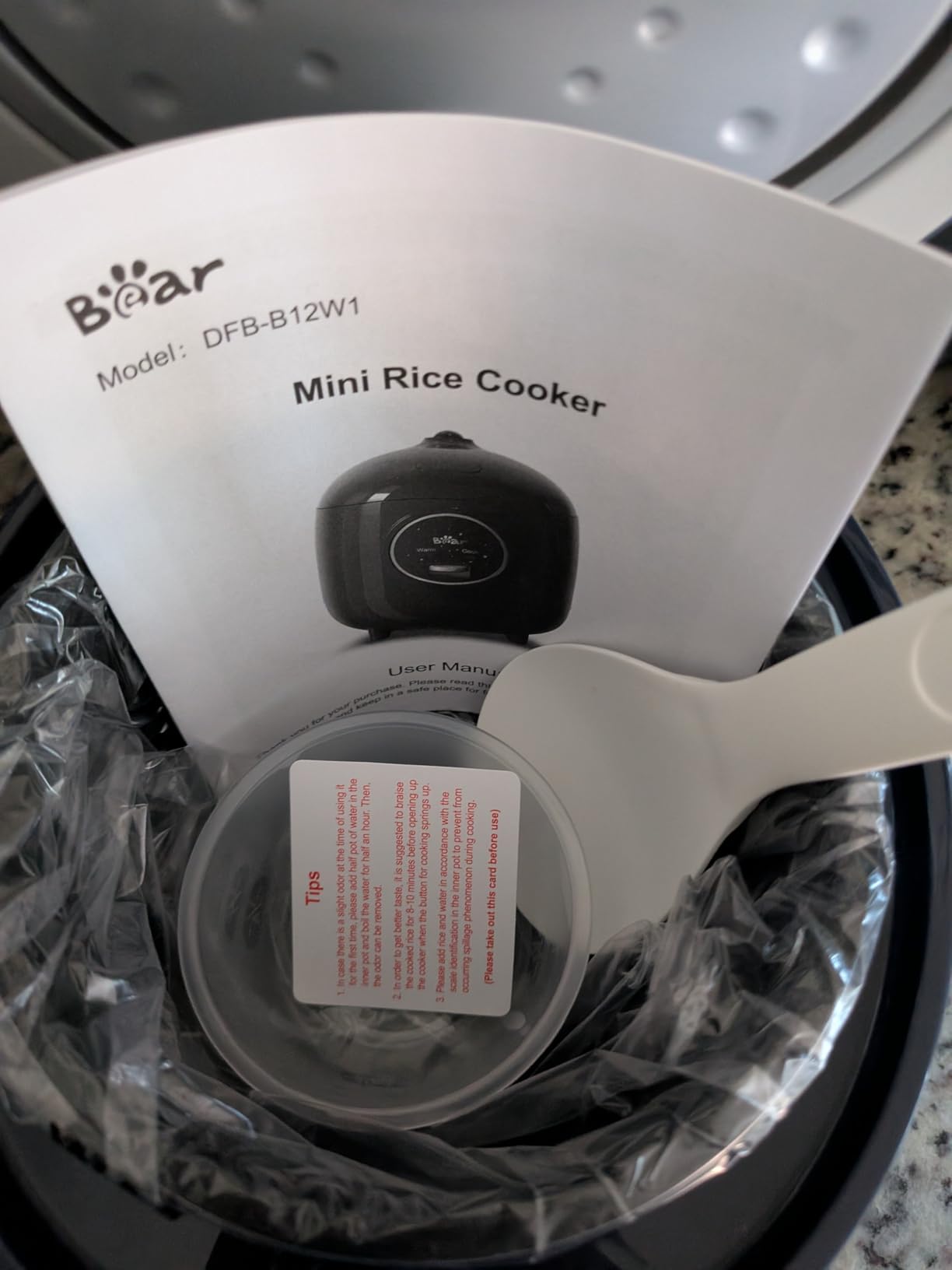Bear Mini Rice Cooker 2 Cups Uncooked, 1.2L Portable Non-Stick Small Travel Rice Cooker, BPA Free, One Button to Cook and Keep Warm Function, Blue customer photo 1
