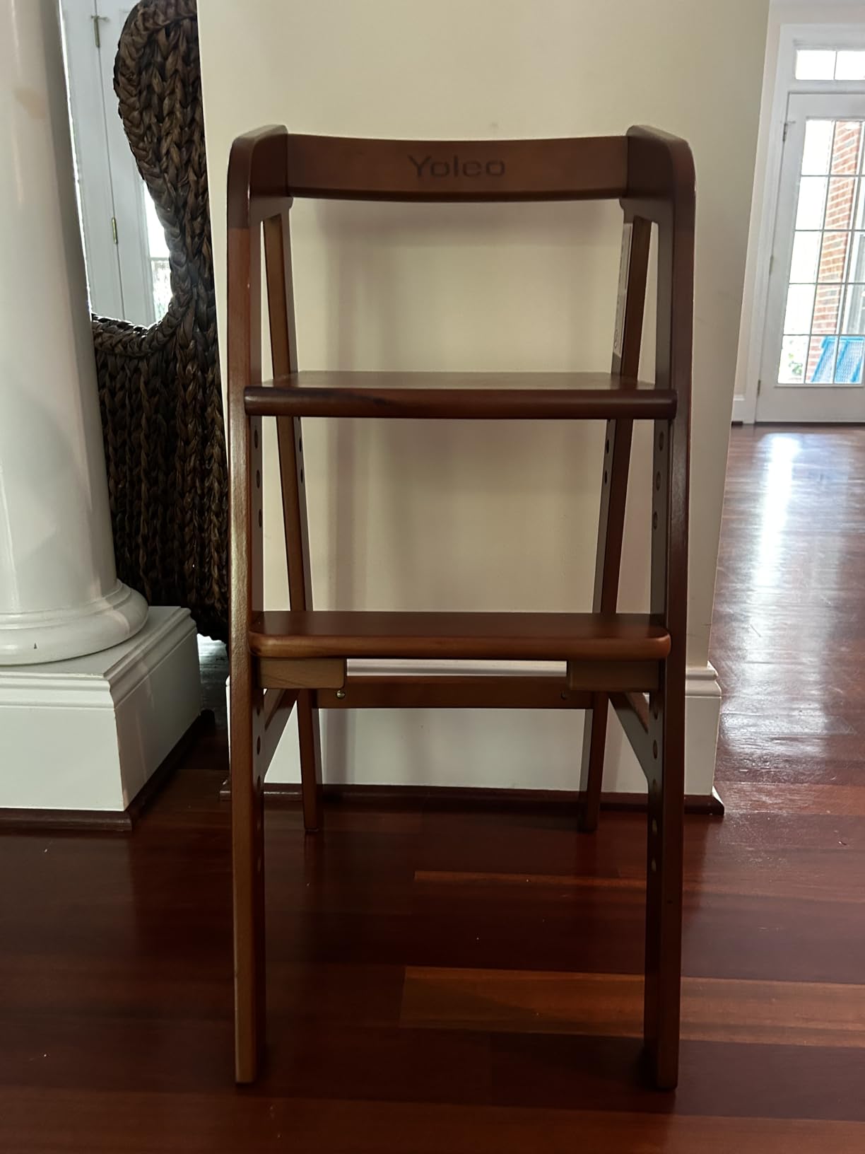 Wooden High Chair for Toddlers, Adjustable Feeding Chair with Removable Cushion for Child, High Chair Grows with Kid for Dining, Studying, Step Tool(Natural Color) customer photo 2
