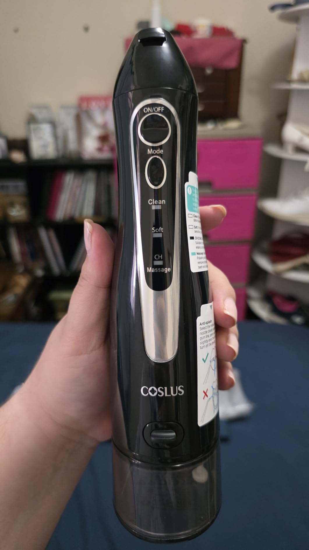 COSLUS Water Dental Flosser Teeth Pick C20: ADA Accepted, Portable Cordless Oral Irrigator 300ML Rechargeable Travel Irrigation Cleaner IPX7 Waterproof Electric Flossing Machine for Teeth, Black customer photo 1