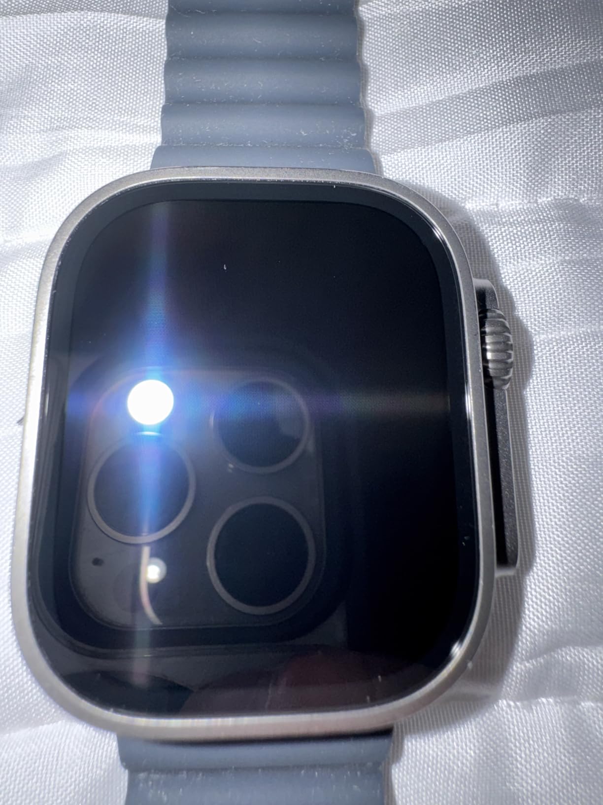 Apple Watch Ultra [GPS + Cellular 49mm] Titanium Case with Midnight Ocean Band, One Size (Renewed) customer photo 2