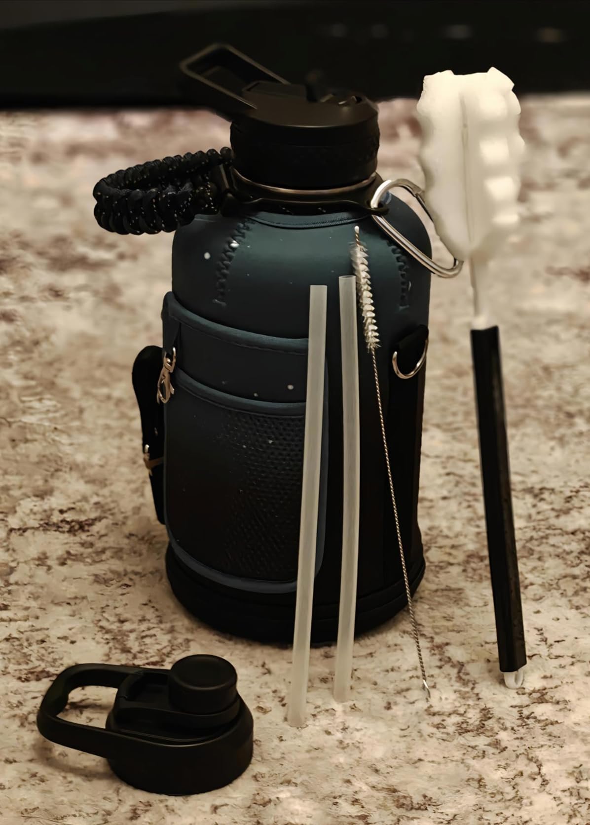 RAYMYLO One Gallon Water Bottle Insulated, Triple Walled Vacuum Stainless Steel (Cold for 48 Hrs), Leak Proof & Non-BPA, Large Water Flask Jug with Paracord Handle & Straw Spout Lids customer photo 2