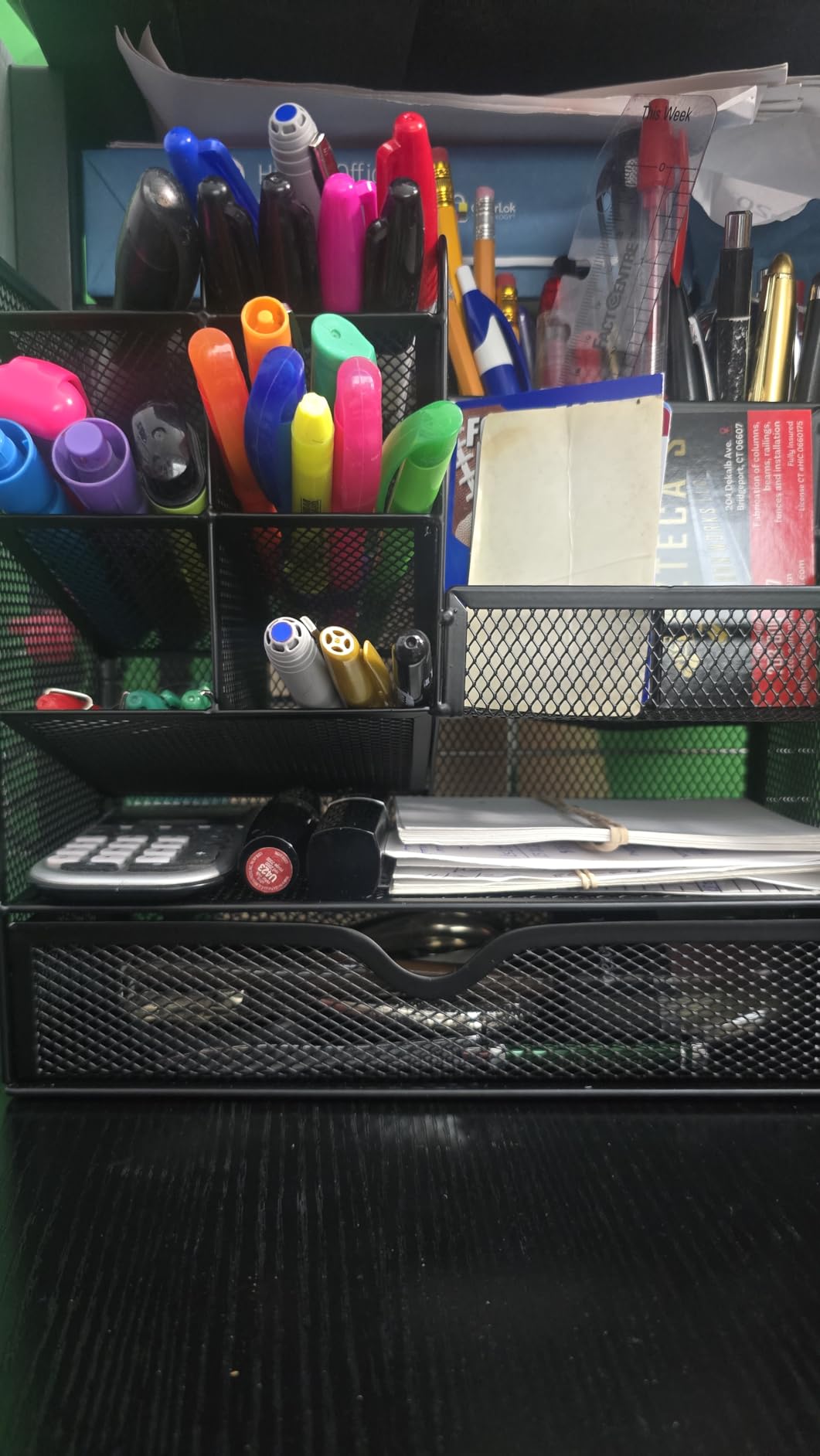 Marbrasse Mesh Pen Holder for Desk, Multi-Functional Pencil Organizer with Drawer, Desk Organizers and Accessories for Office Art Supplies (Black) customer photo 1