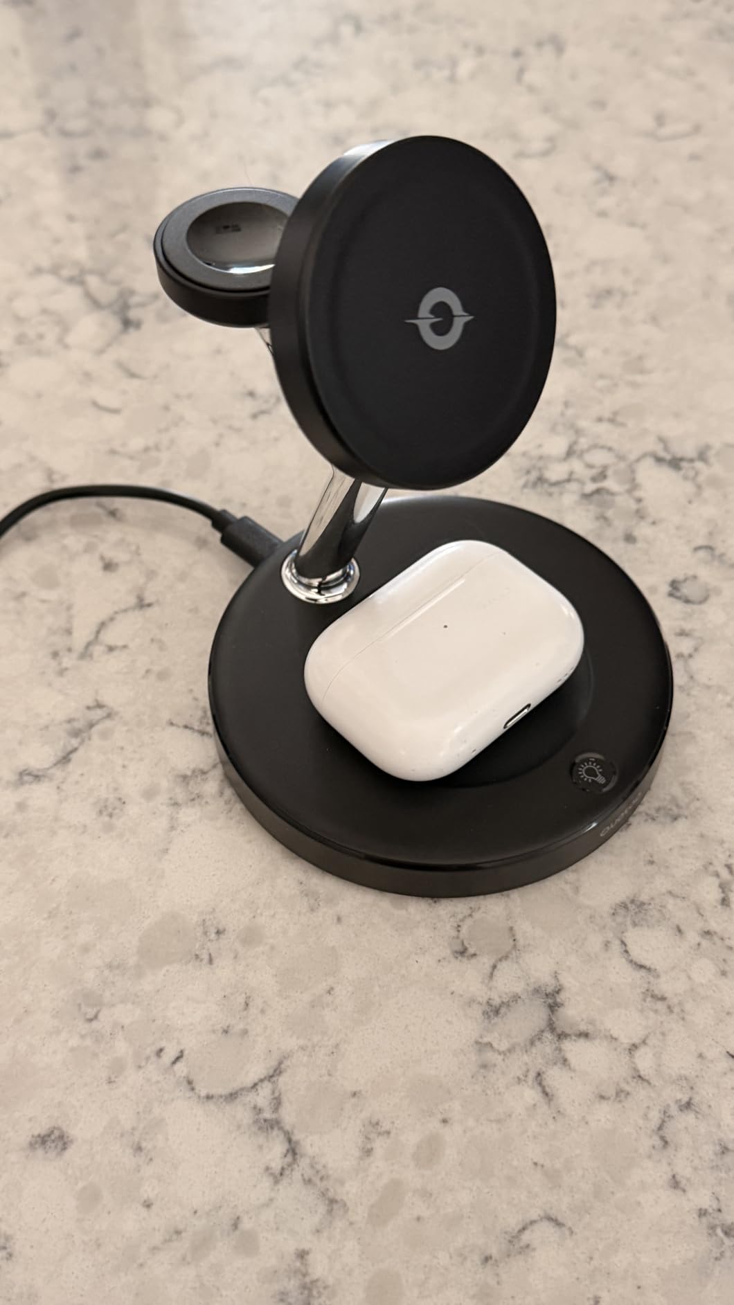 Wireless Charger 3 in 1 for iPhone, Magnetic Charging Station with Adjustable Blue Ambient Light, 15W Fast MagSafe Charger Stand customer photo 1