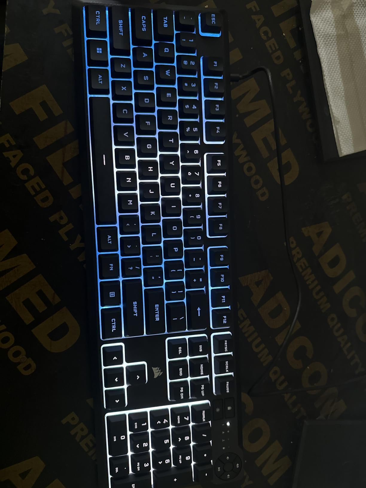 K55 CORE RGB Membrane Wired Gaming Keyboard - QWERTY US Layout - Quiet, Responsive Switches - Spill Resistance - Ten-Zone RGB - Media Keys - iCUE Compatible - PC, Mac - Black customer photo 2