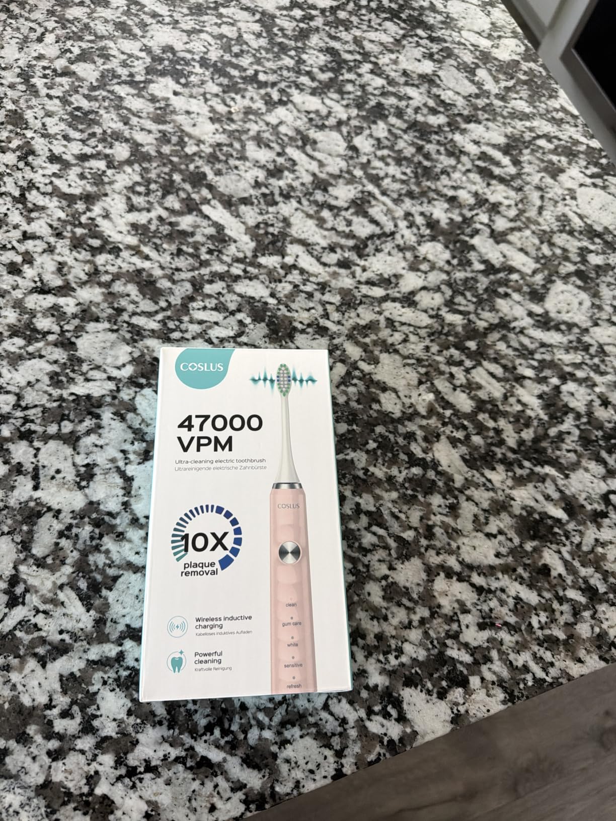 COSLUS Sonic Electric Toothbrush for Adults C40 - 47000 VPM Deep Cleaning with Travel Case, 5 Modes, Wireless Charging, 6 Brush Heads, Black customer photo 1