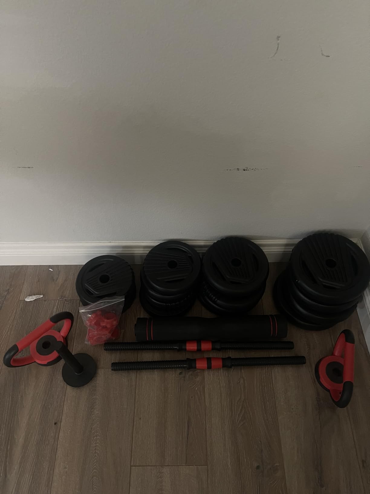 Adjustable Dumbbells, 20/30/45/70/90lbs Free Weight Set with Connector, 5 in 1 Dumbbells Set Used as Barbell, Kettlebells, Push up Stand customer photo 2