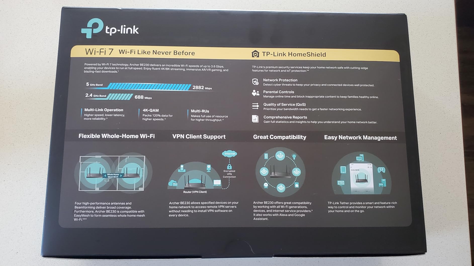 TP-Link Dual-Band BE3600 Wi-Fi 7 Router Archer BE230 | 4-Stream | 2x2.5G + 3x1G Ports, USB 3.0, 2.0 GHz Quad Core, 4 Antennas | VPN, EasyMesh, HomeShield customer photo 1