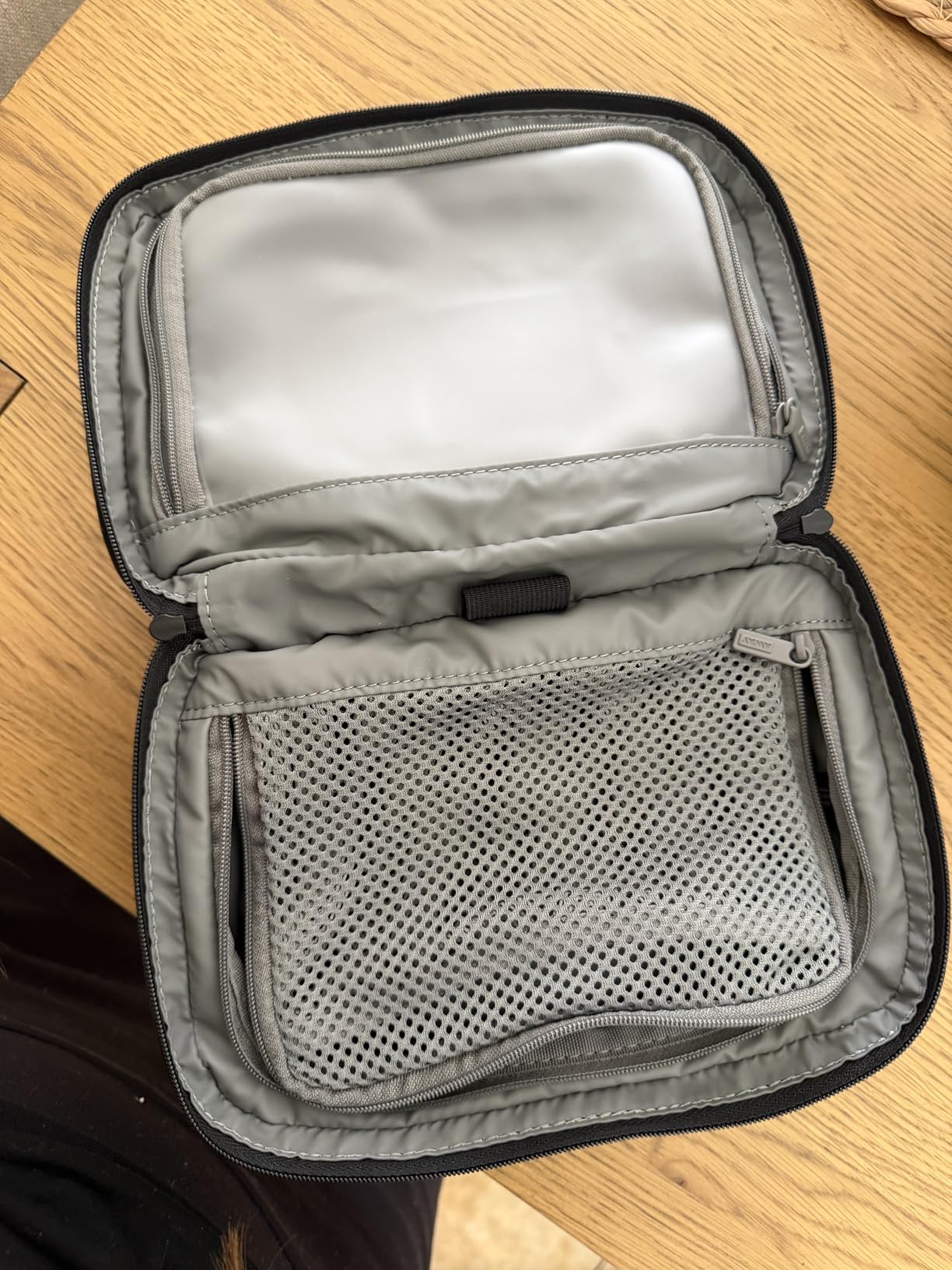 Away Cosmetics Bag, Makeup Bag with Detachable Brush Roll, Waterproof, Clear Zip Pockets, Travel Friendly - Navy Blue customer photo 2