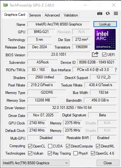 ASRock Intel Arc B580 Challenger 12GB OC Graphics Card, Xe2-HPG, 12GB GDDR6 customer photo 1