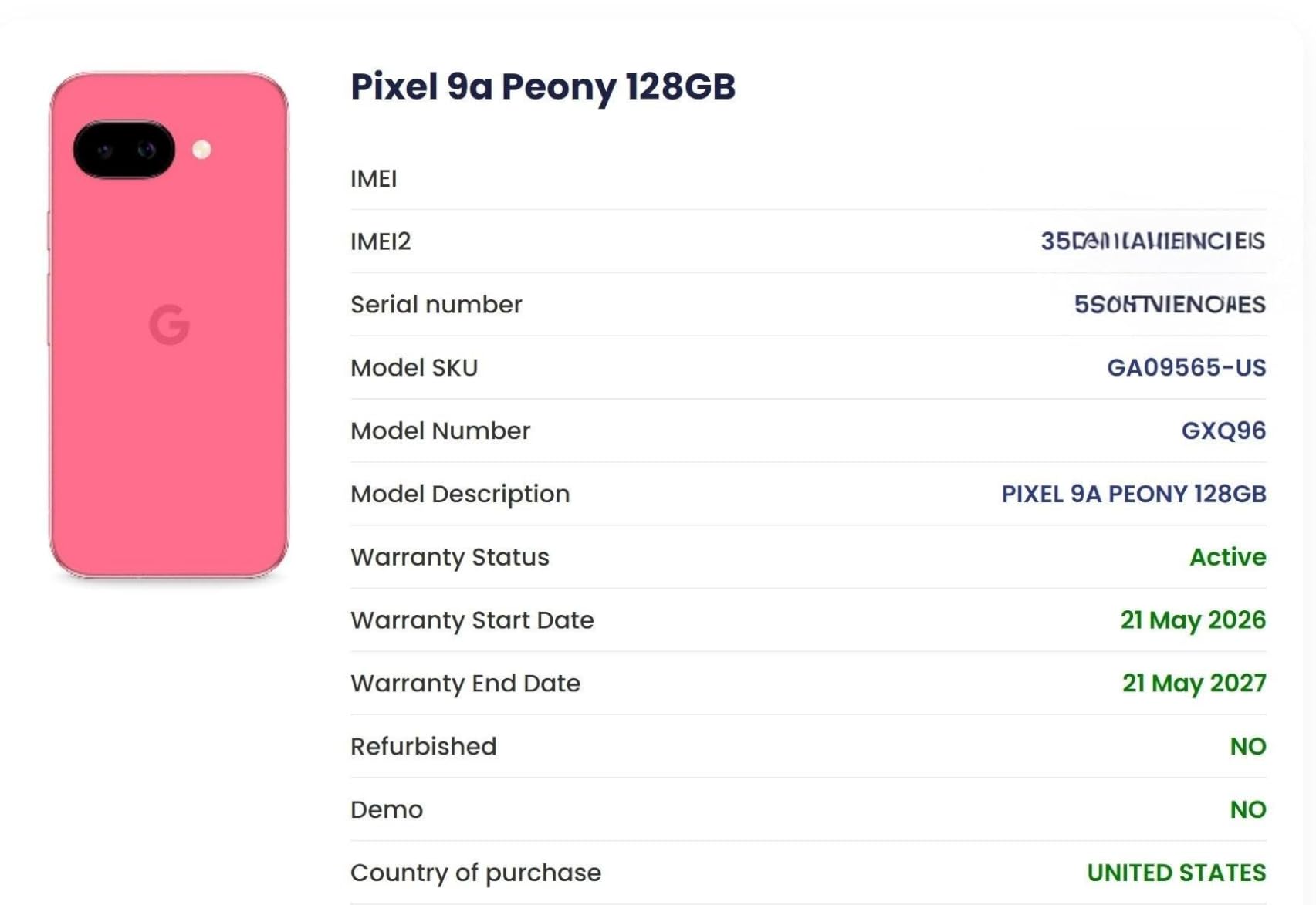 Pixel 9a with Gemini - Unlocked Android Smartphone with Incredible Camera and AI Photo Editing, All-Day Battery - Peony - 128 GB customer photo 1