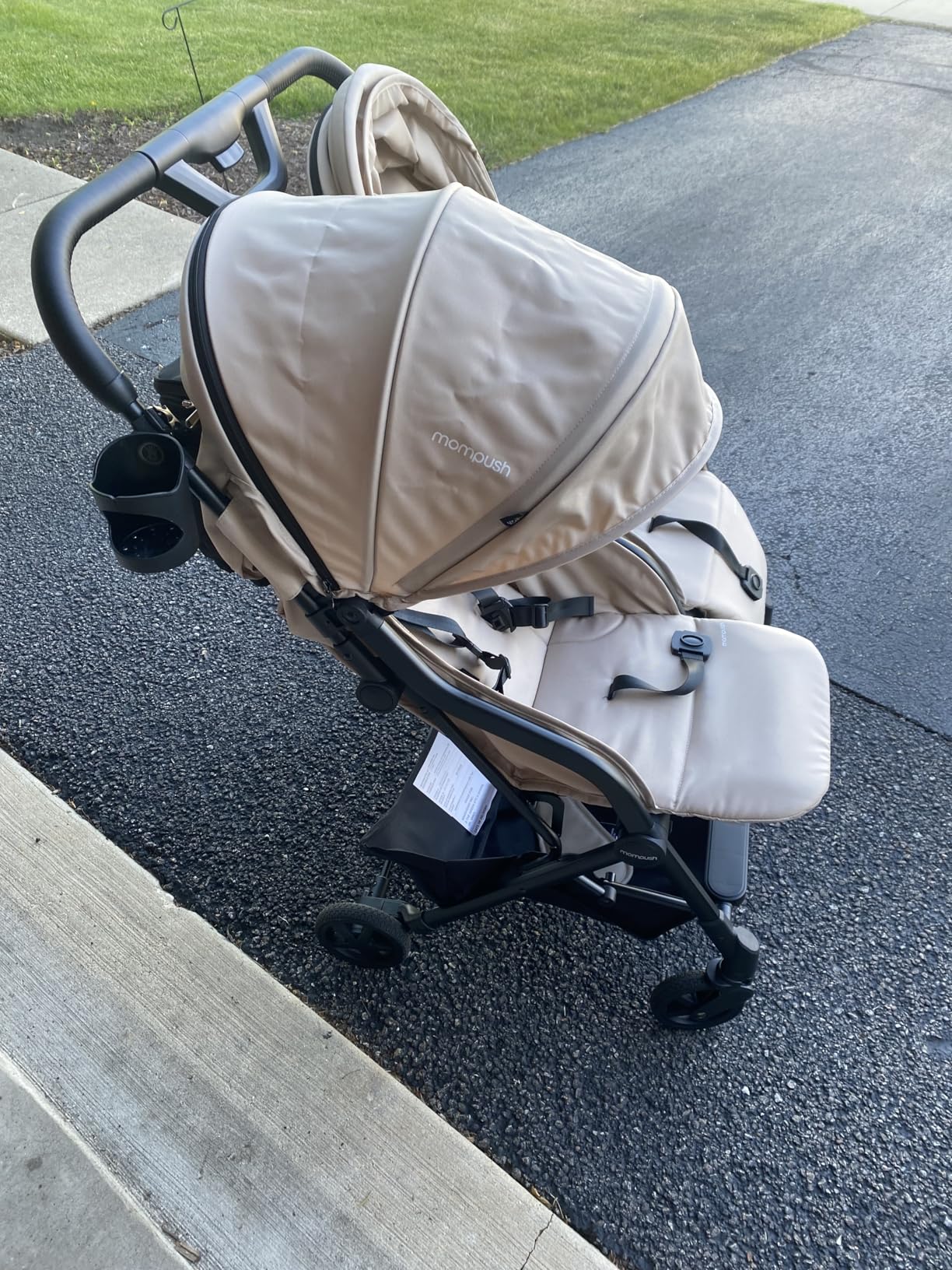 Mompush Lithe Double Stroller for Infant and Toddler, Lightweight Side by Side Twin Stroller, Only 25 lbs, 30-Inch Slim Fit Through Doorways, One-Step Fold customer photo 2