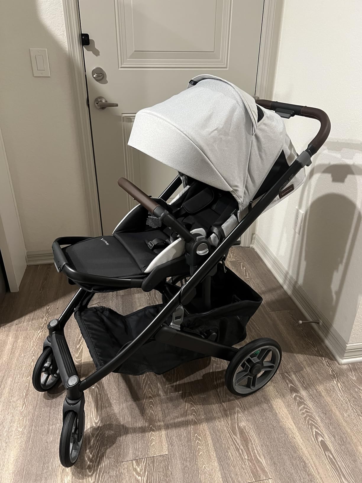 UPPAbaby Cruz V3 Stroller - from Birth + Car Seat Compatible - Full-Size, Reversible Seat - Infant Insert, Bug and Rain Shields Included - Callum (Stone Blue/Silver Frame/Sand Leather) customer photo 1