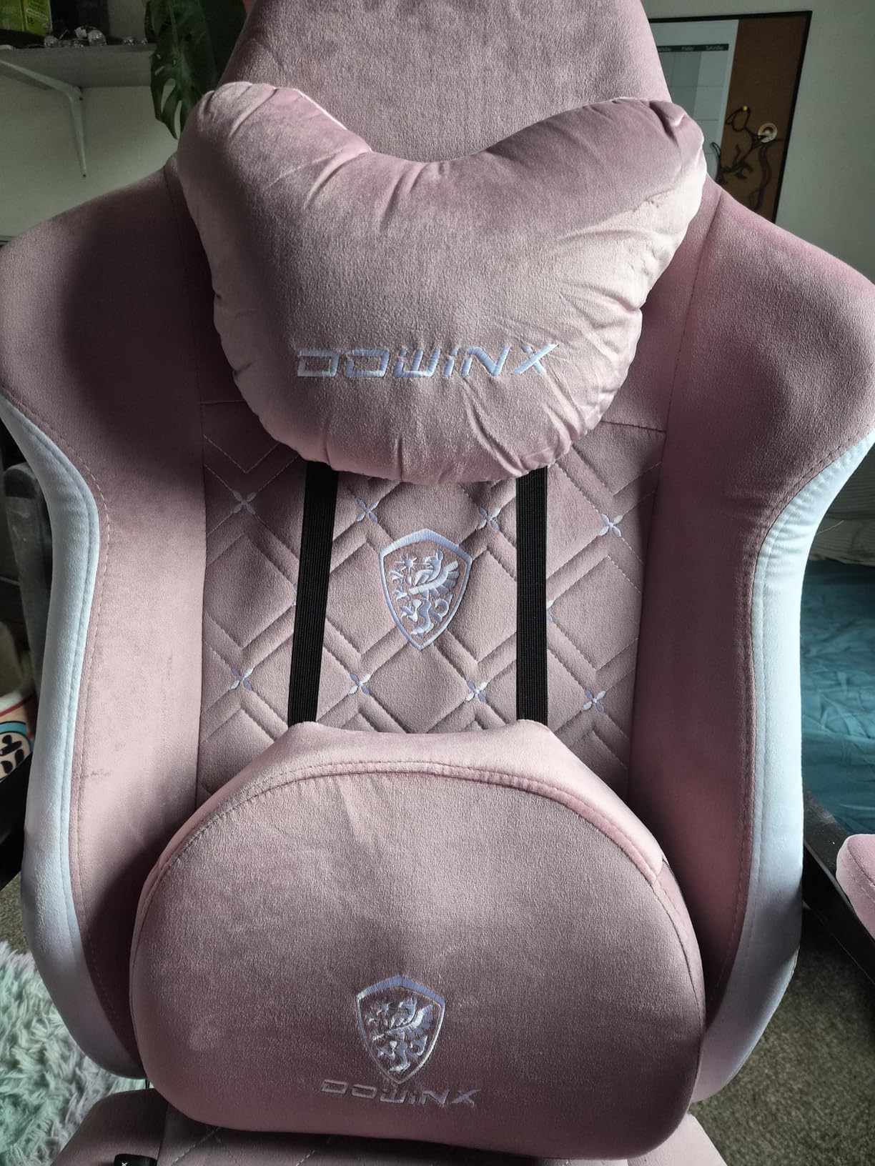 Dowinx Gaming Chair with Heated Massage Lumbar Support, Big and Tall Fabric Gaming Chairs for Adults with Footrest, Ergonomic Computer Game Chair with Pocket Spring Cushions, 350lbs, Green customer photo 2