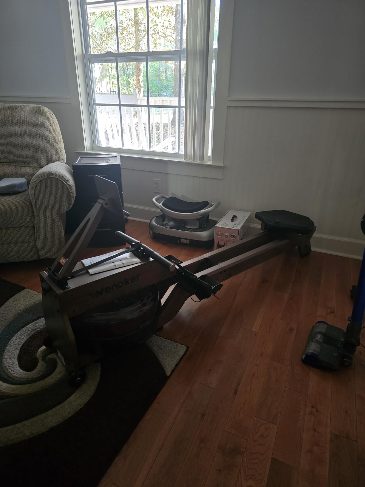 Water Rowing Machine for Home Use, WENOKER Foldable Wooden Rower Machine with Adjustable Monitor & Bluetooth APP, Large Water Tank & Comfortable Seat for Immersive Water Rower, 350LBS Weight Capacity customer photo 2
