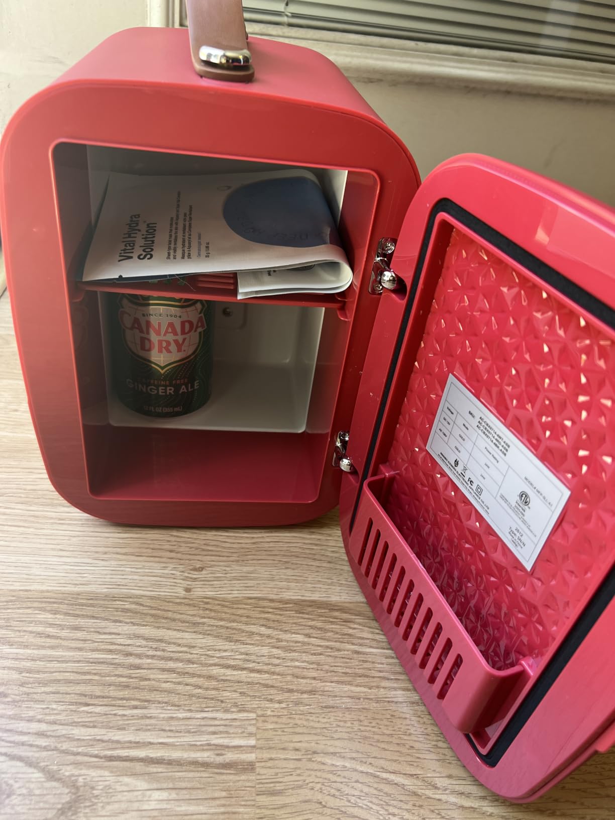 NEWBULIG Mini Fridge for Bedroom, Office & Car, Portable 4L/4.23QT Mini Refrigerator for Skincare with Handle, Ultra-Quiet Energy-Saving Compact Cooler for Drinks, Food, Skincare & Makeup, 12V AC/DC customer photo 1