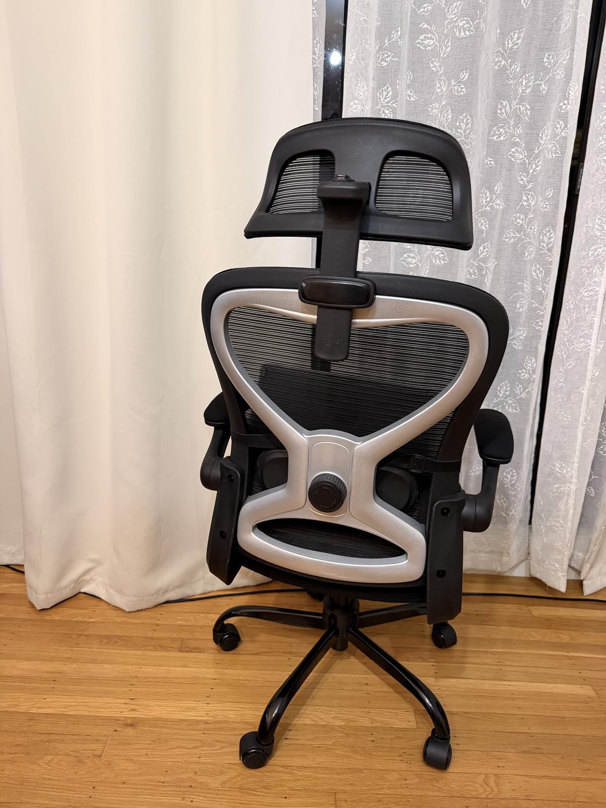 Home Office Desk Chairs, Ergonomic Office Chair with Lumbar Support & 3D Headrest, Computer Desk Chair with Flip-up Armrests, Perfect for Office or Study, Black/Silver customer photo 1