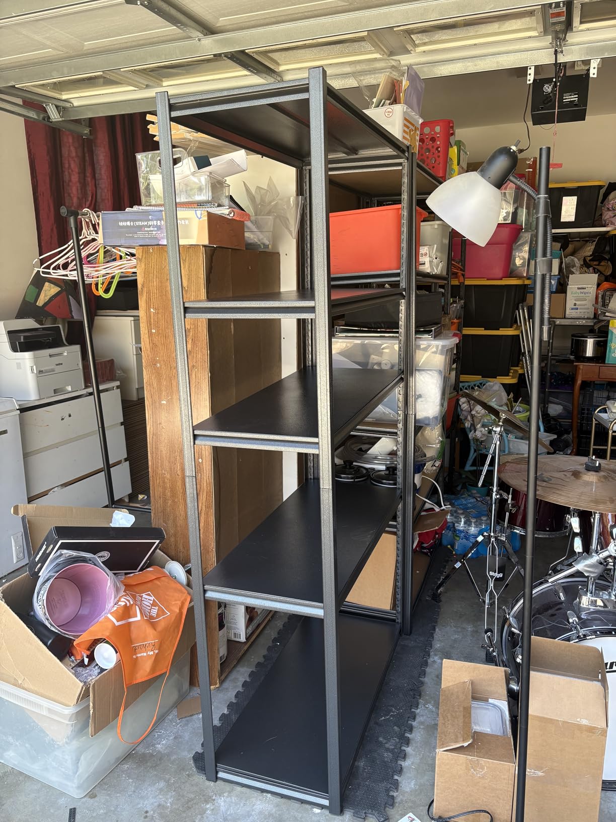 5 Tier Metal Bookshelf with Anti-Drop Fence, 72
