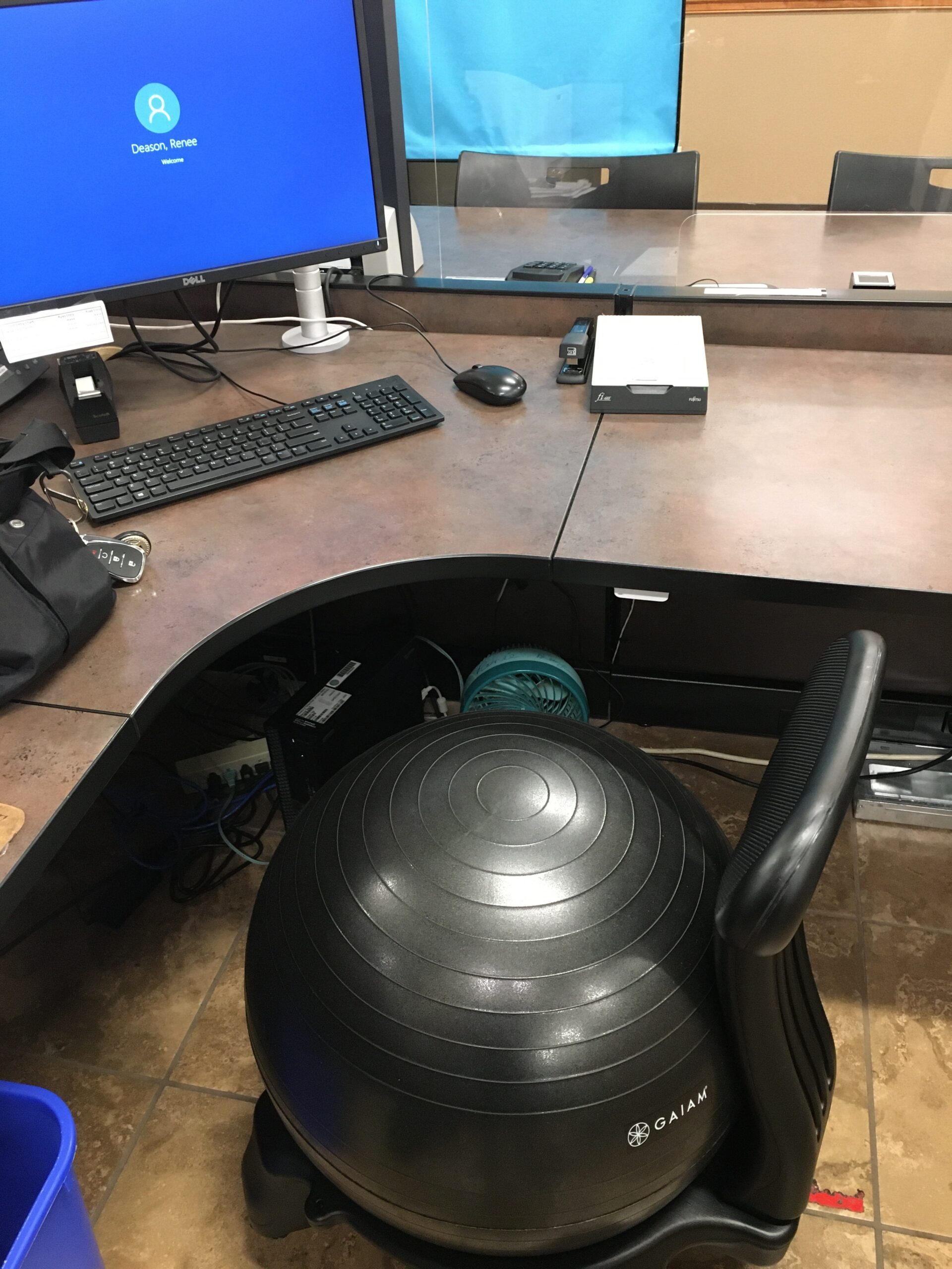 Gaiam Classic Balance Ball Chair, Stability Seat (Black) - 52cm stability ball chair builds core strength while you sit. Includes pump & exercise guide. customer photo 2