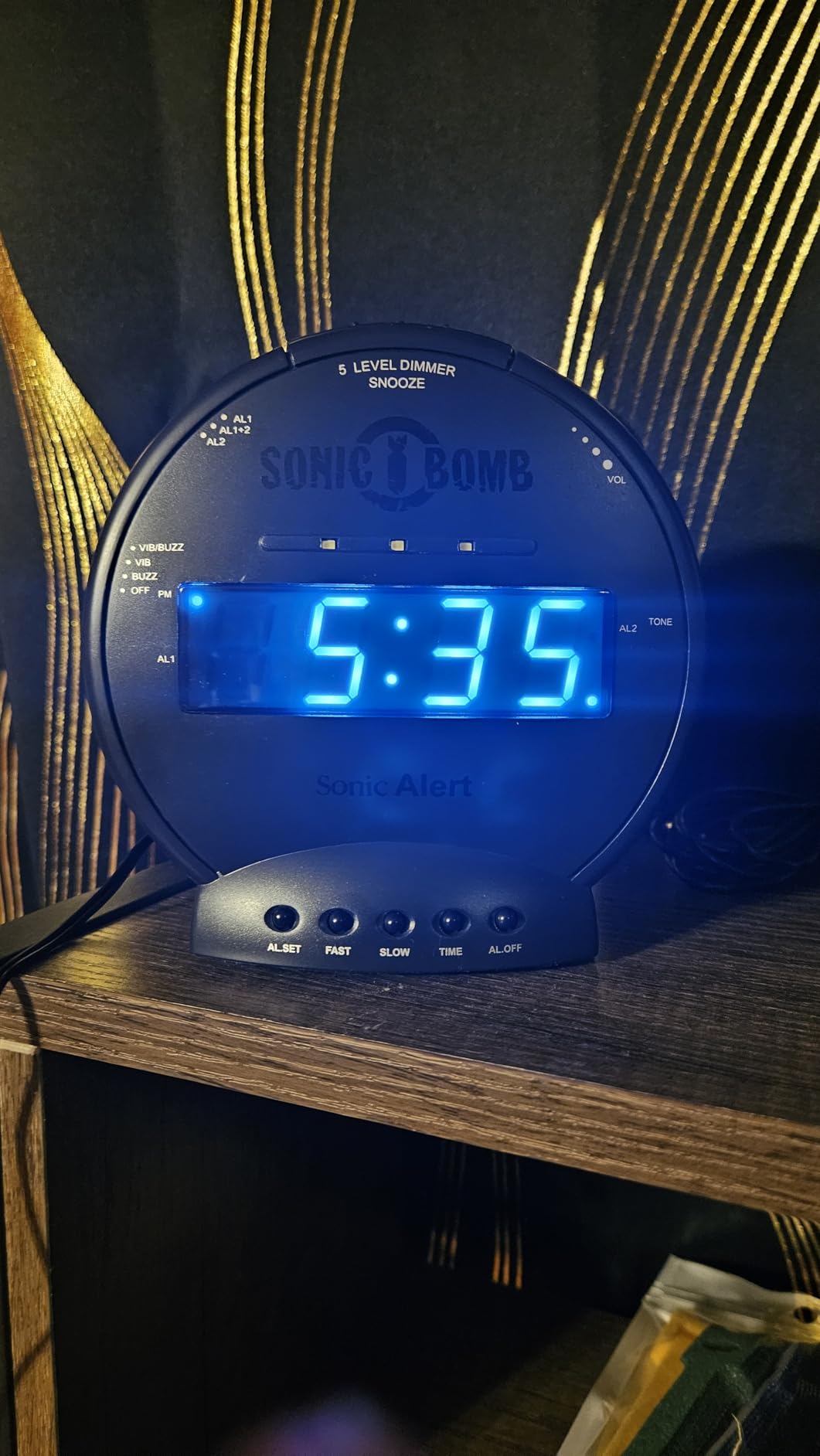 Sonic Bomb Dual Extra Loud Alarm Clock with Bed Shaker, Black | Sonic Alert Vibrating Alarm Clock Heavy Sleepers, Battery Backup | Wake with a Shake customer photo 1