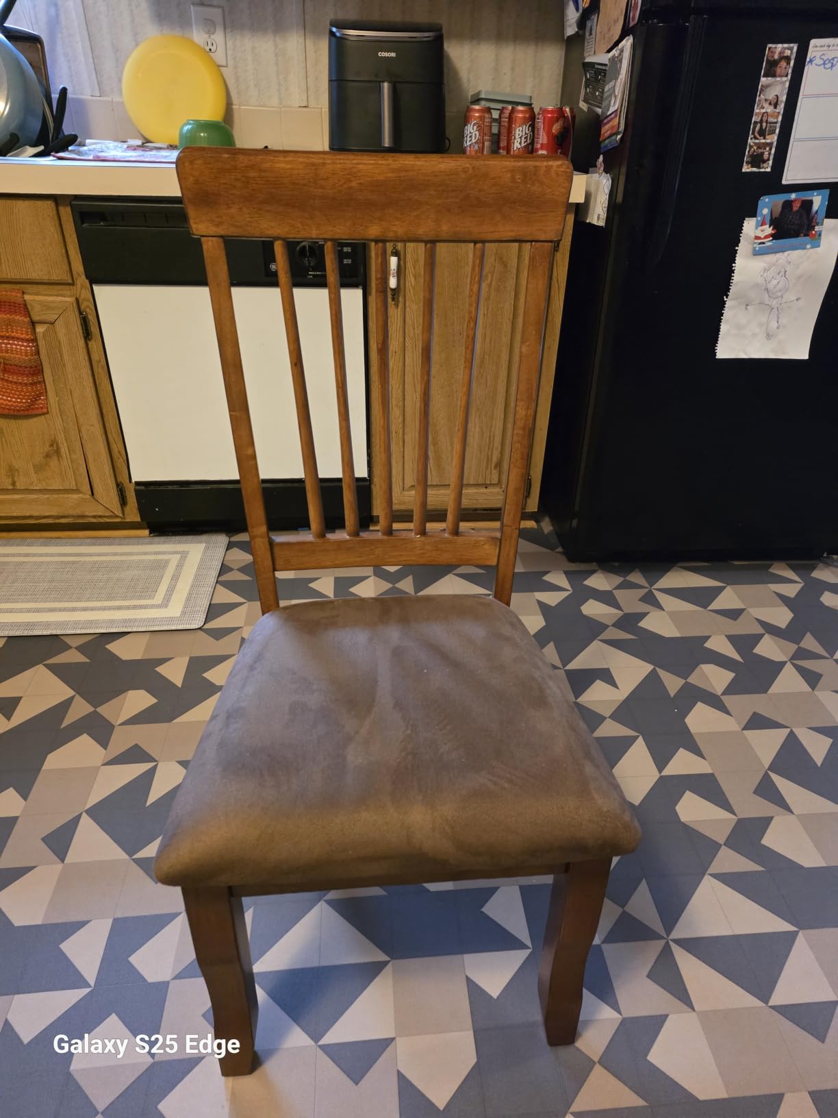 Signature Design by Ashley Berringer Wood Dining Chairs Set of 2, Classic Wood Spindle-Back Design, Cushioned Microfiber Seat, Rustic Finish for Kitchen & Dining Room Chair, Walnut customer photo 2