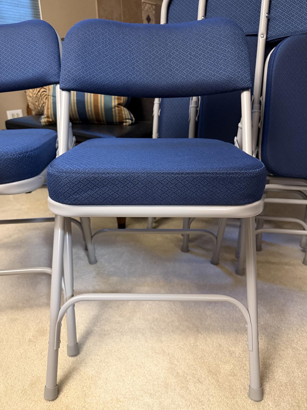 Flash Furniture Hercules Series Metal Folding Chairs with Cushioned Seat, Fabric Upholstered Event Chairs with 300-lb. Static Weight Capacity, Set of 2, Navy customer photo 2