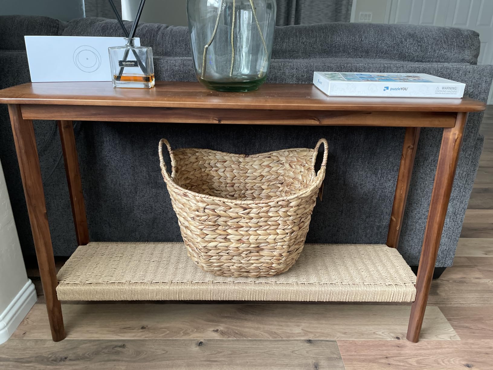 Household Essentials ML-4002 Tall Water Hyacinth Wicker Basket with Handles | Natural, Brown, Natural customer photo 1