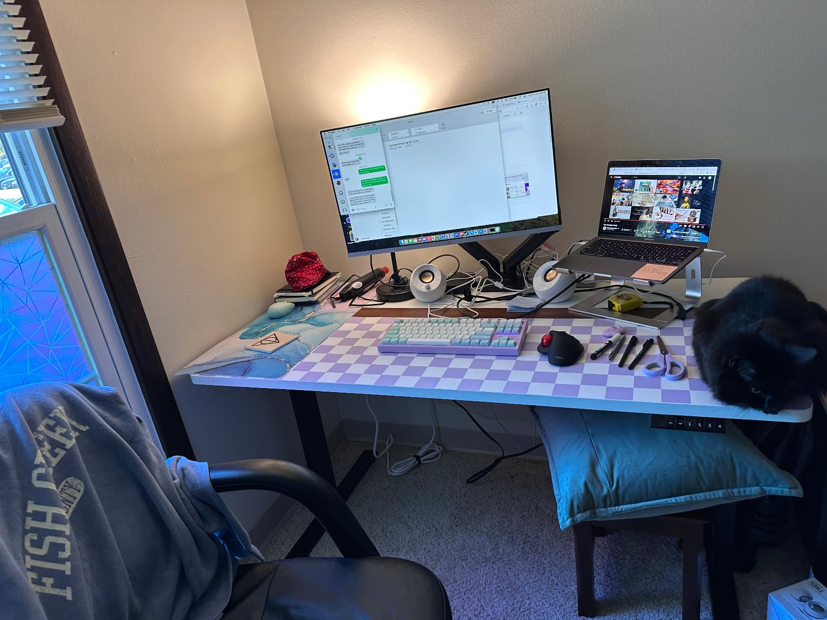 VIVO Dual Monitor Stand, Fully Adjustable Arms for 17 to 32 inch Screens, Mechanical Articulating Desk Mount, Gaming and Office Setups, VESA 75x75, 100x100, Max 19.8 lbs, Classic, Black, STAND-V002O customer photo 1