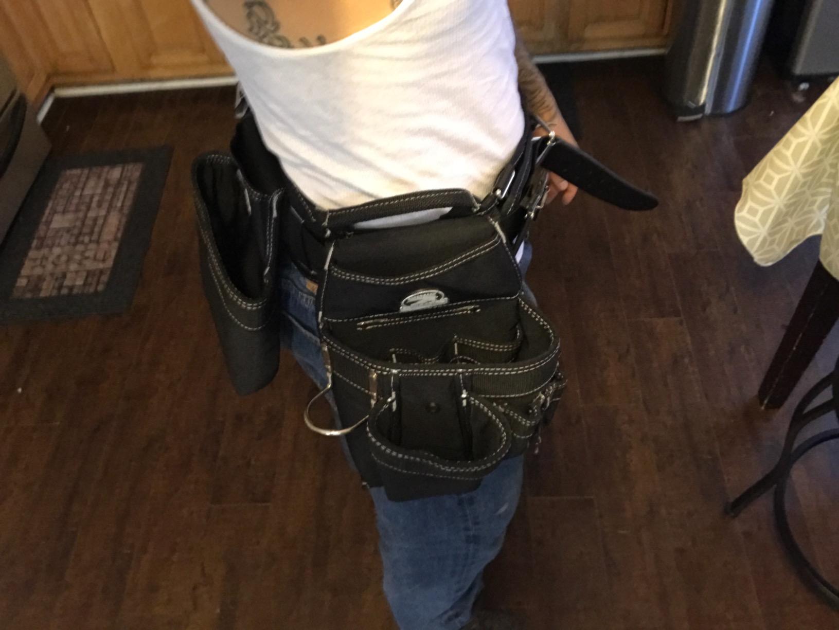 Gatorback B145 Carpenter & Framer Triple Tool Belt Combo, Medium | Patented ventilated back support with memory foam, three-pouch storage customer photo 2