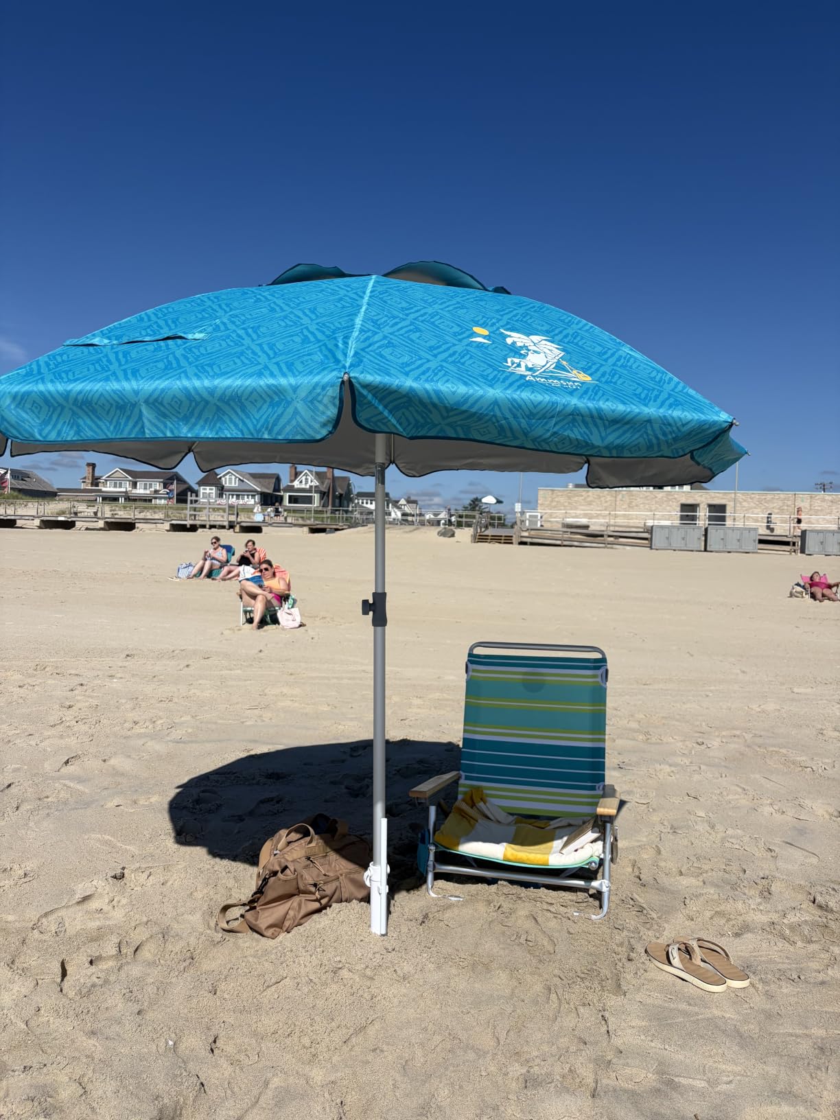 AMMSUN 7ft Heavy Duty High Wind Beach Umbrella with Sand Anchor Vent Tilt UPF 50+ Sun Protection customer photo 1