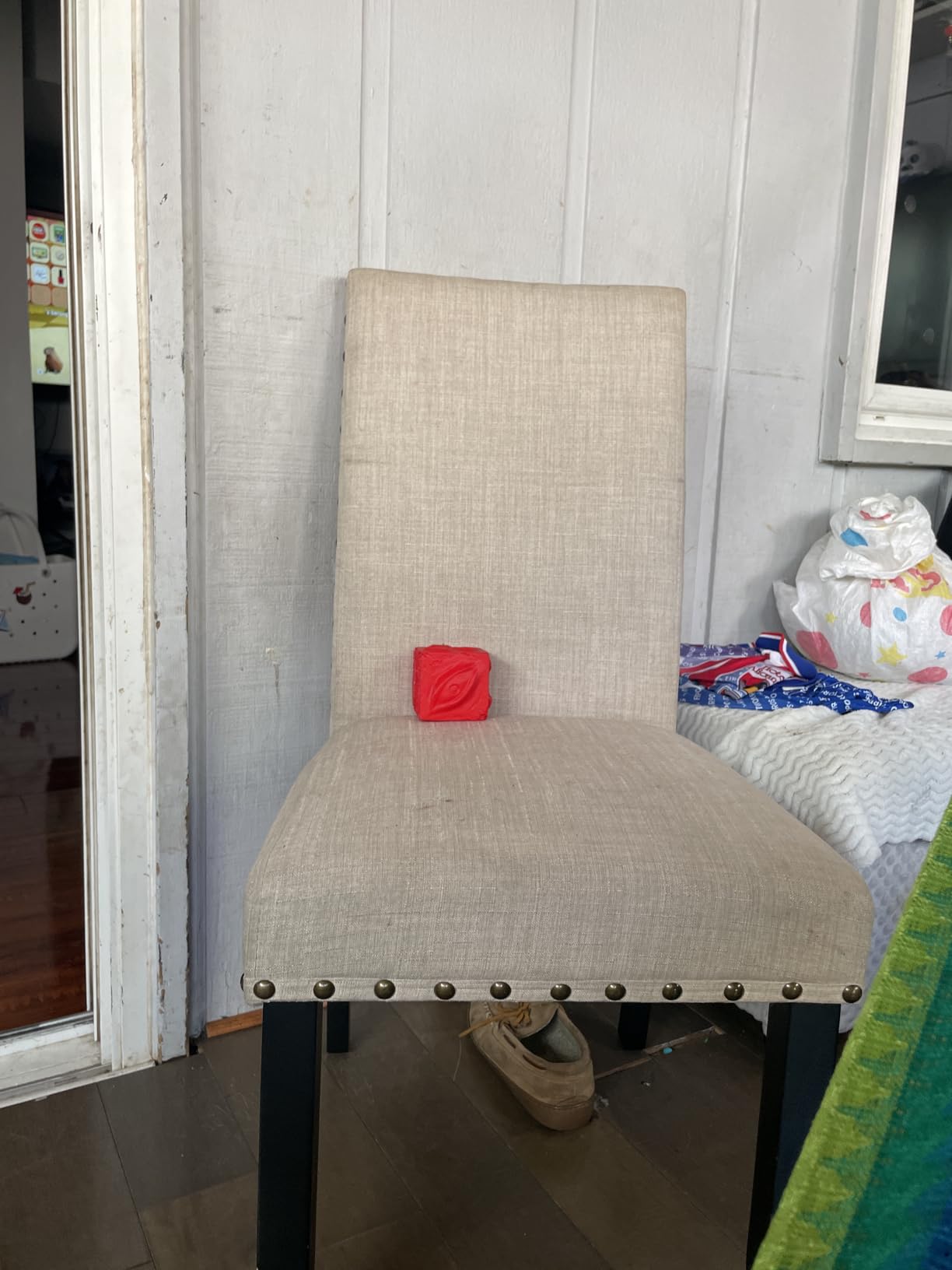 Roundhill Furniture Biony Fabric Dining Chairs with Nailhead Trim, Set of 2, Tan customer photo 1