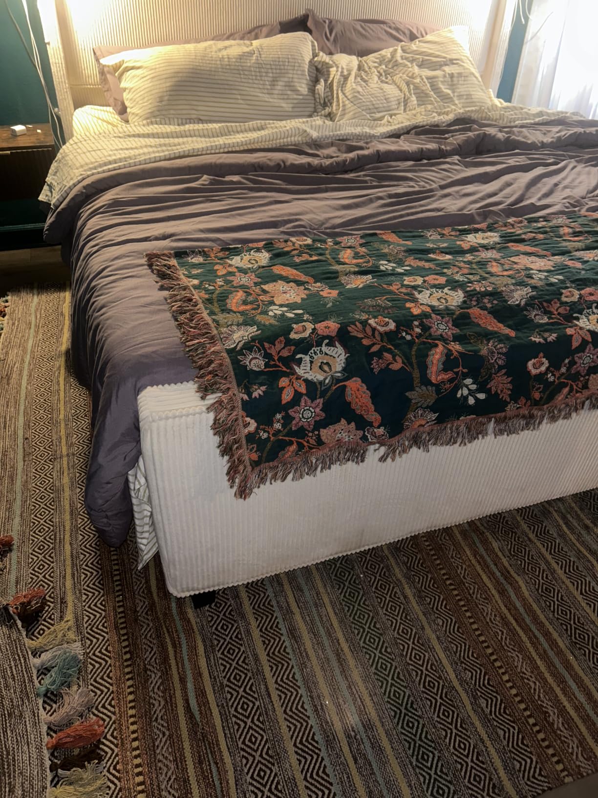 SAFAVIEH Montauk Collection Area Rug - 5' x 8', Rust & Multi, Handmade Boho Stripe Fringe Cotton, Ideal for High Traffic Areas in Living Room, Bedroom (MTK901D) customer photo 1