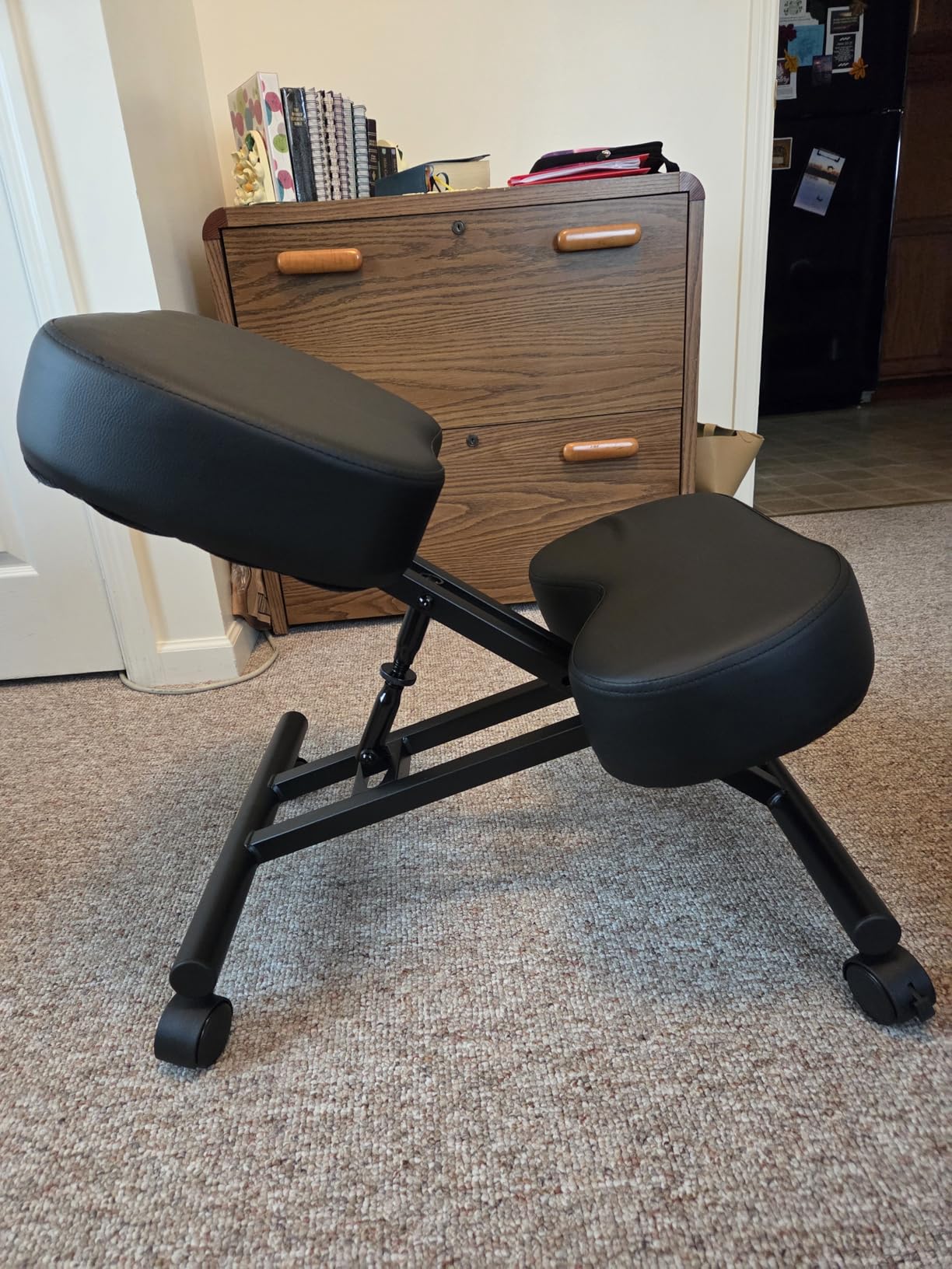 Ergonomic Kneeling Chair, Adjustable Stool for Home and Office - Improve Your Posture with an Angled Seat - Thick Comfortable Moulded Foam Cushions - Brake Casters customer photo 1