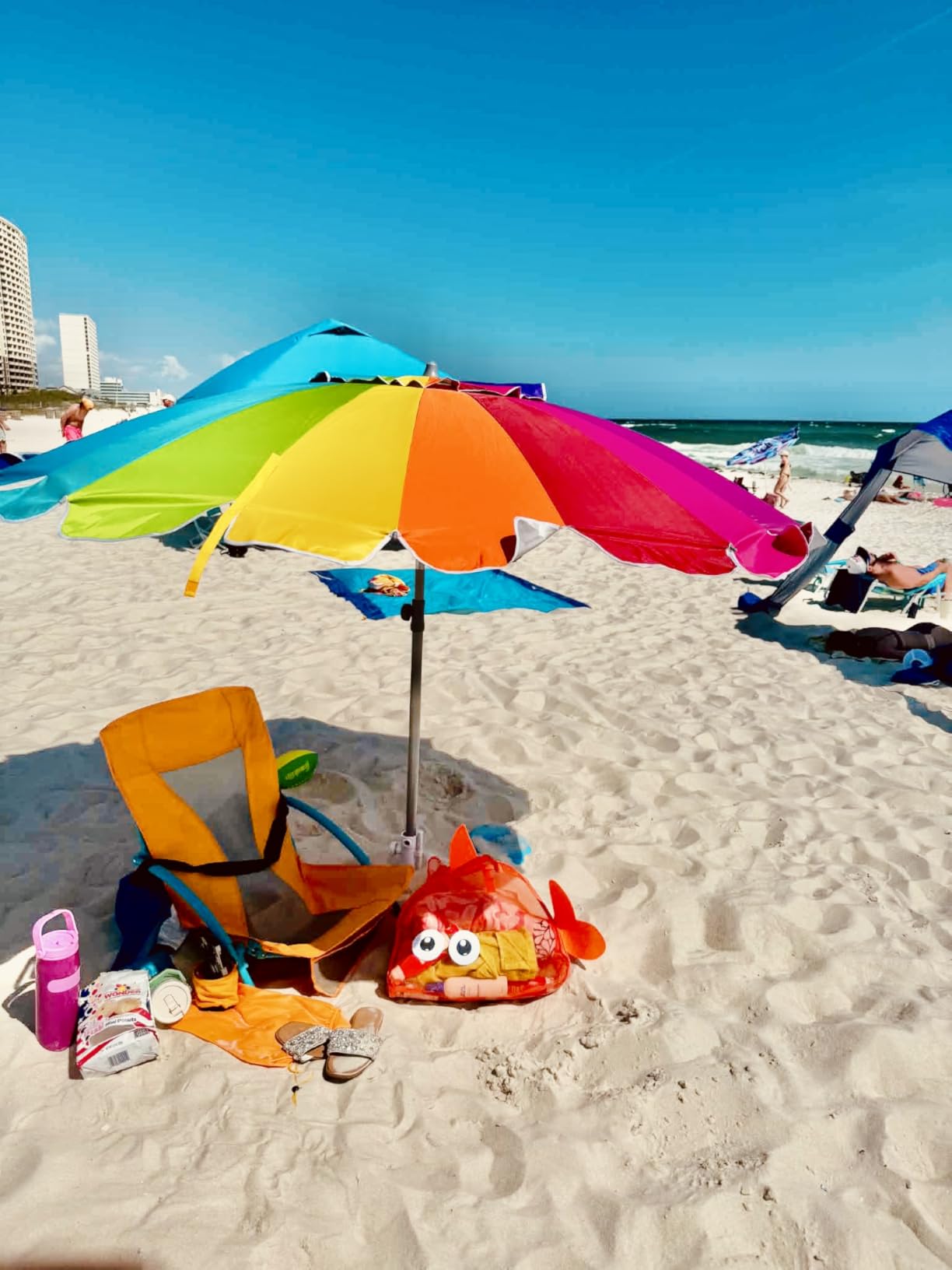 AMMSUN 7.5ft Heavy Duty HIGH Wind Beach Umbrella with Sand Anchor Vent Tilt Portable Sun Shelter, UV 50+ Protection customer photo 2