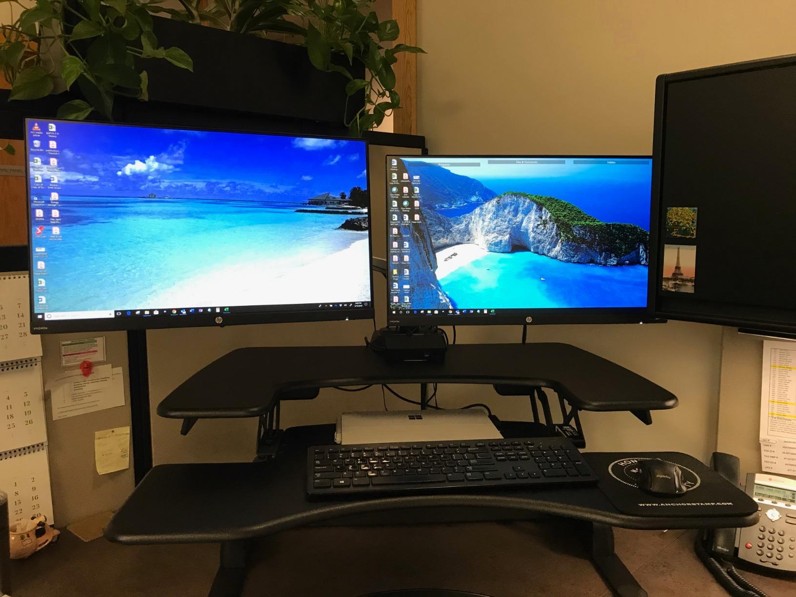 Vari Dual Monitor Arm - VESA Monitor Mount w/ 360 Degree Adjustment - Monitors up to 27 inches, 19.8 lbs - Double Monitor Arms with Full Adjustability - Computer Monitor Stand for Home or Office customer photo 1