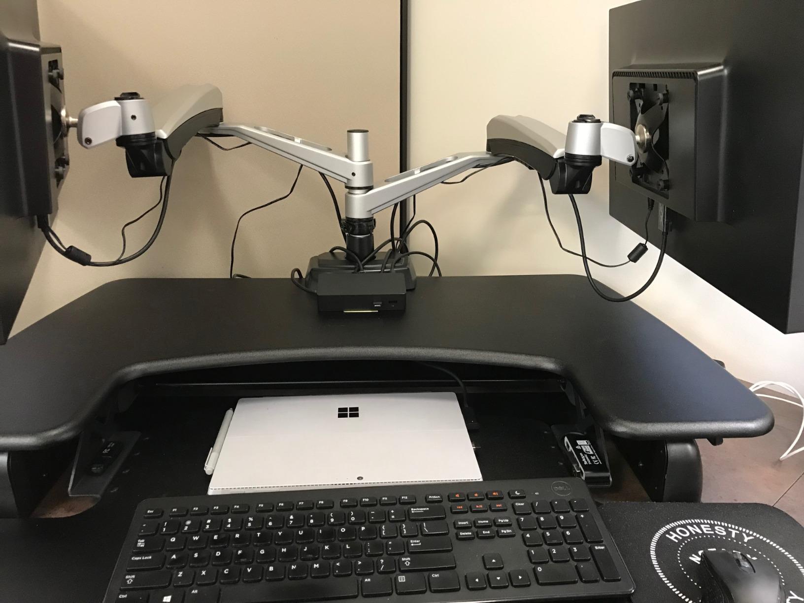 Vari Dual Monitor Arm - VESA Monitor Mount w/ 360 Degree Adjustment - Monitors up to 27 inches, 19.8 lbs - Double Monitor Arms with Full Adjustability - Computer Monitor Stand for Home or Office customer photo 2