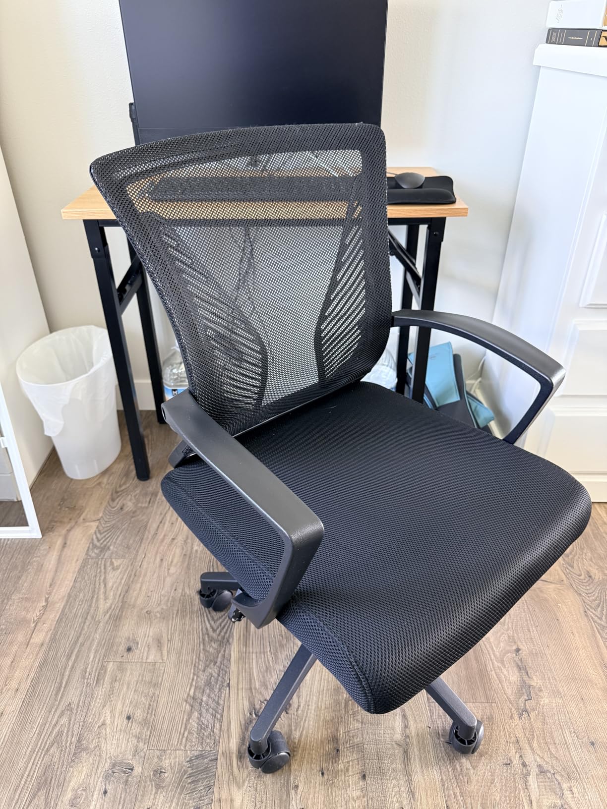 Furmax Office Chair Ergonomic Computer Desk Mesh Chair Mid Back Swivel Lumbar Support with Armrest (1, Black) customer photo 2