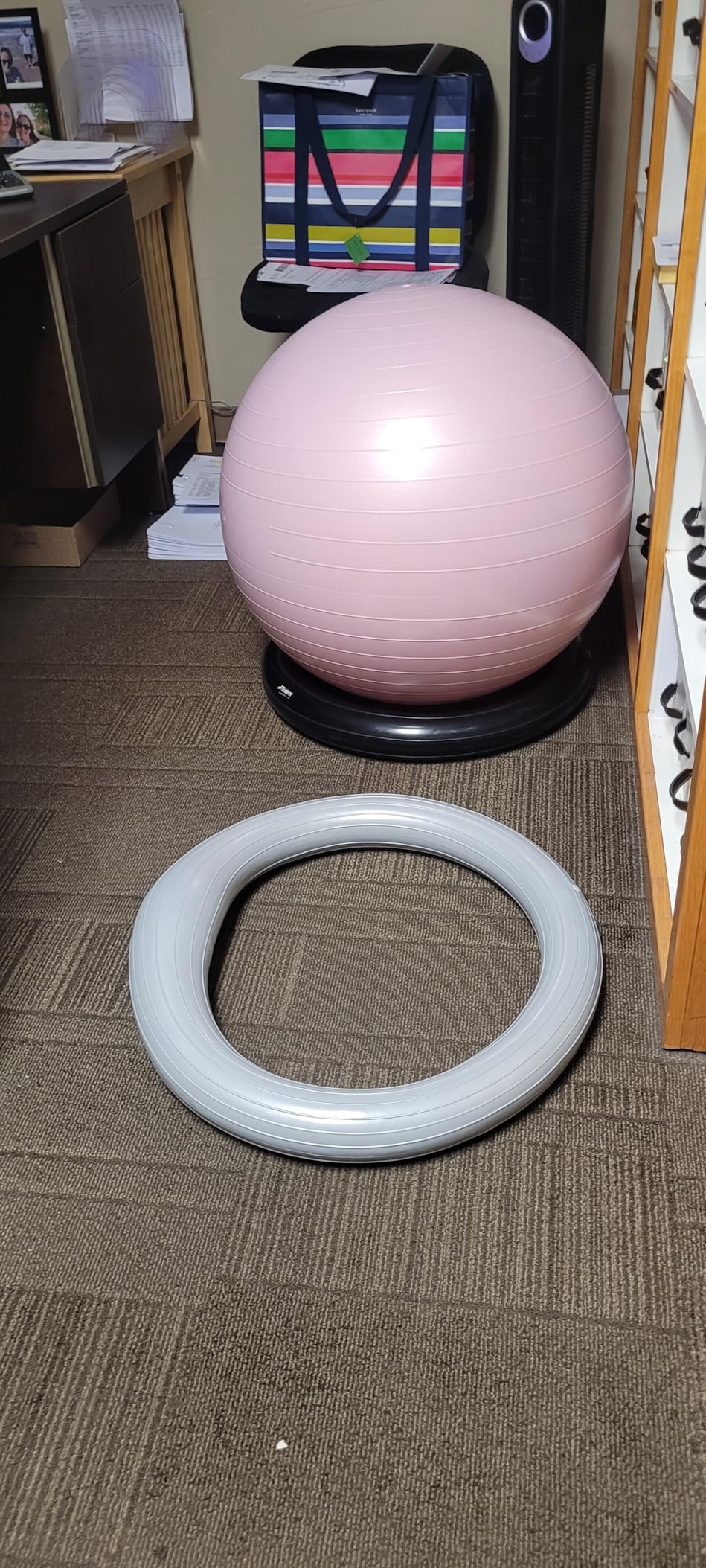 Trideer Yoga Ball Chair with Base for Office Desk, Exercise & Stability Ball Seat, Pilates Ball for Core Training, Pregnancy Ball, Back Pain Relief & Active Sitting customer photo 1
