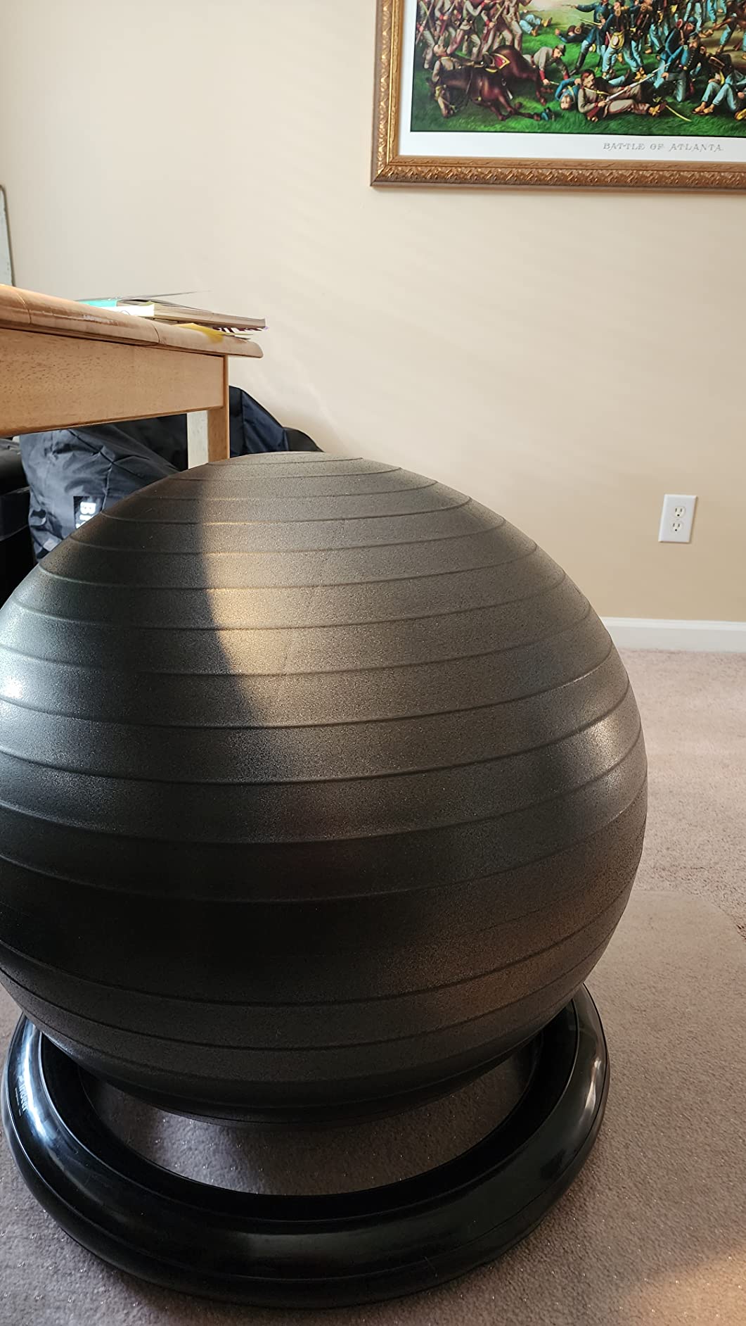 Trideer Yoga Ball Chair with Base for Office Desk, Exercise & Stability Ball Seat, Pilates Ball for Core Training, Pregnancy Ball, Back Pain Relief & Active Sitting customer photo 2
