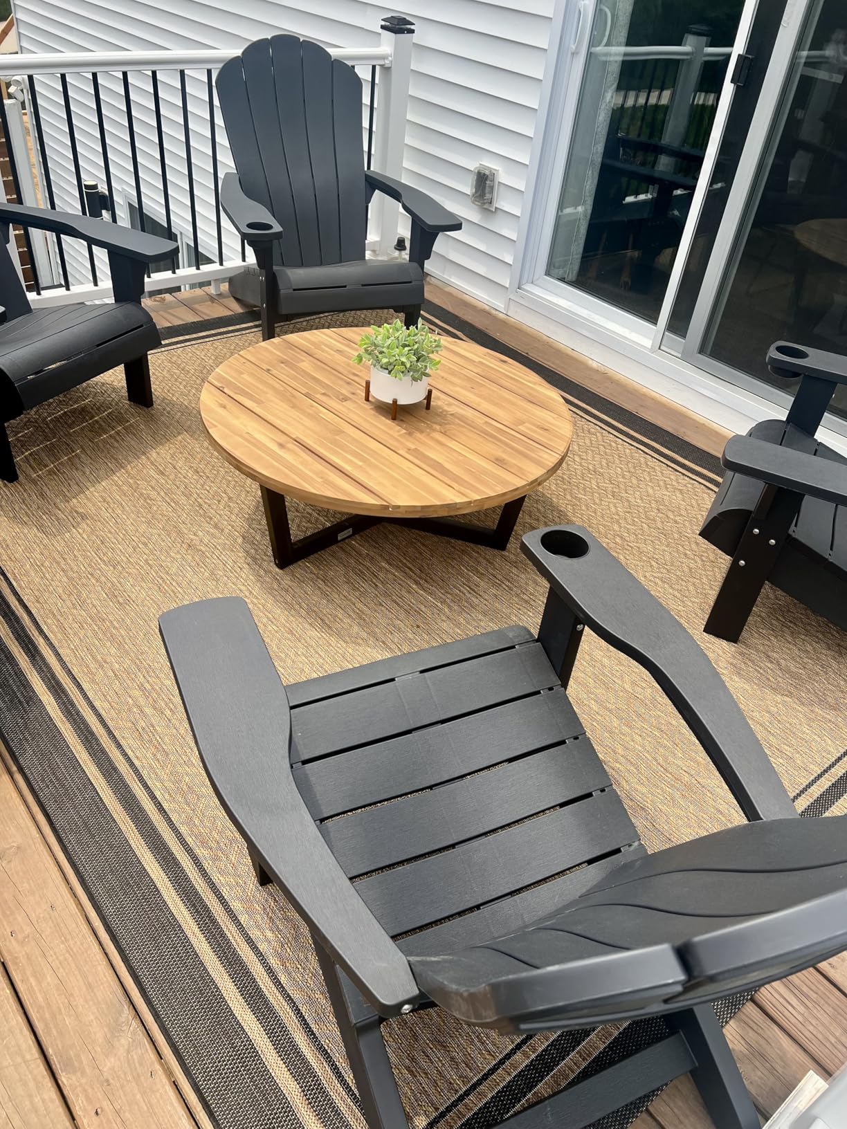 Gertmenian Indoor Outdoor Classic Flatweave Area Rug, Stain & UV Resistant Carpet, Deck, Patio, Poolside & Mudroom, 8x10 Ft Large, Border, Black Tan customer photo 2